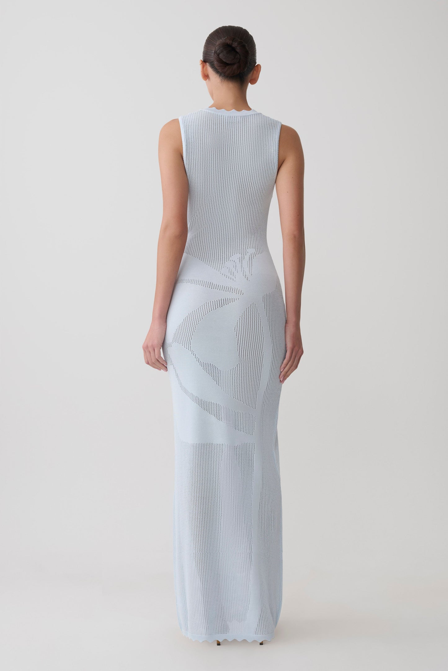 Pippa Floral Knit Maxi Dress - Light Blue