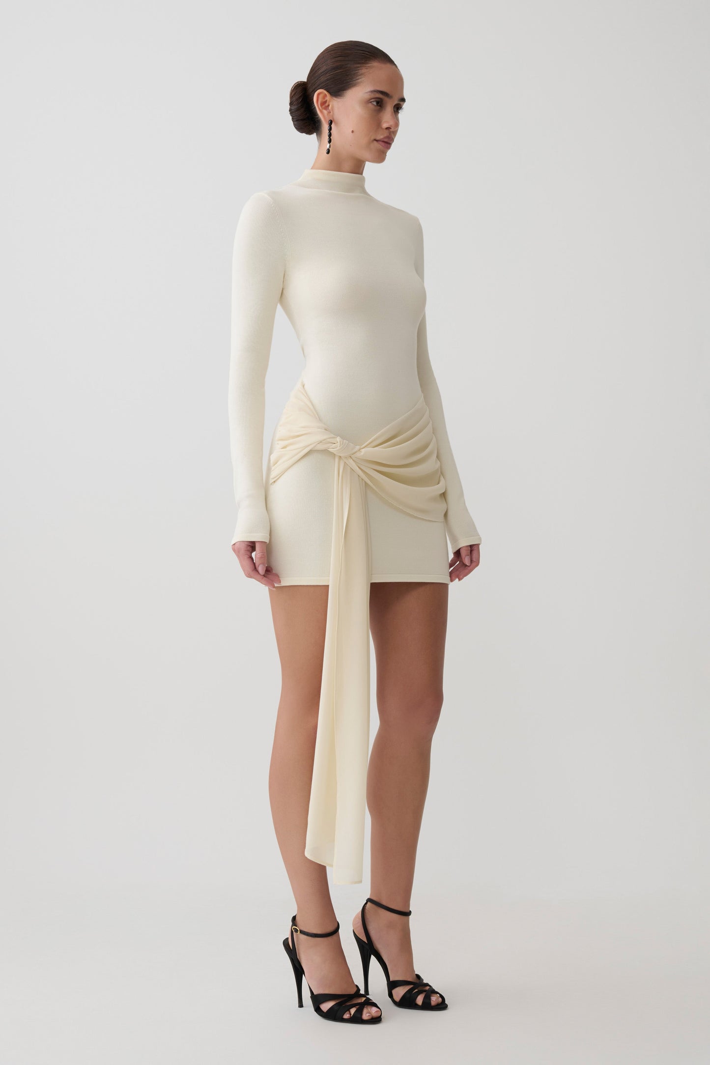 Grayson Knit Chiffon Mini Dress - Buttercream