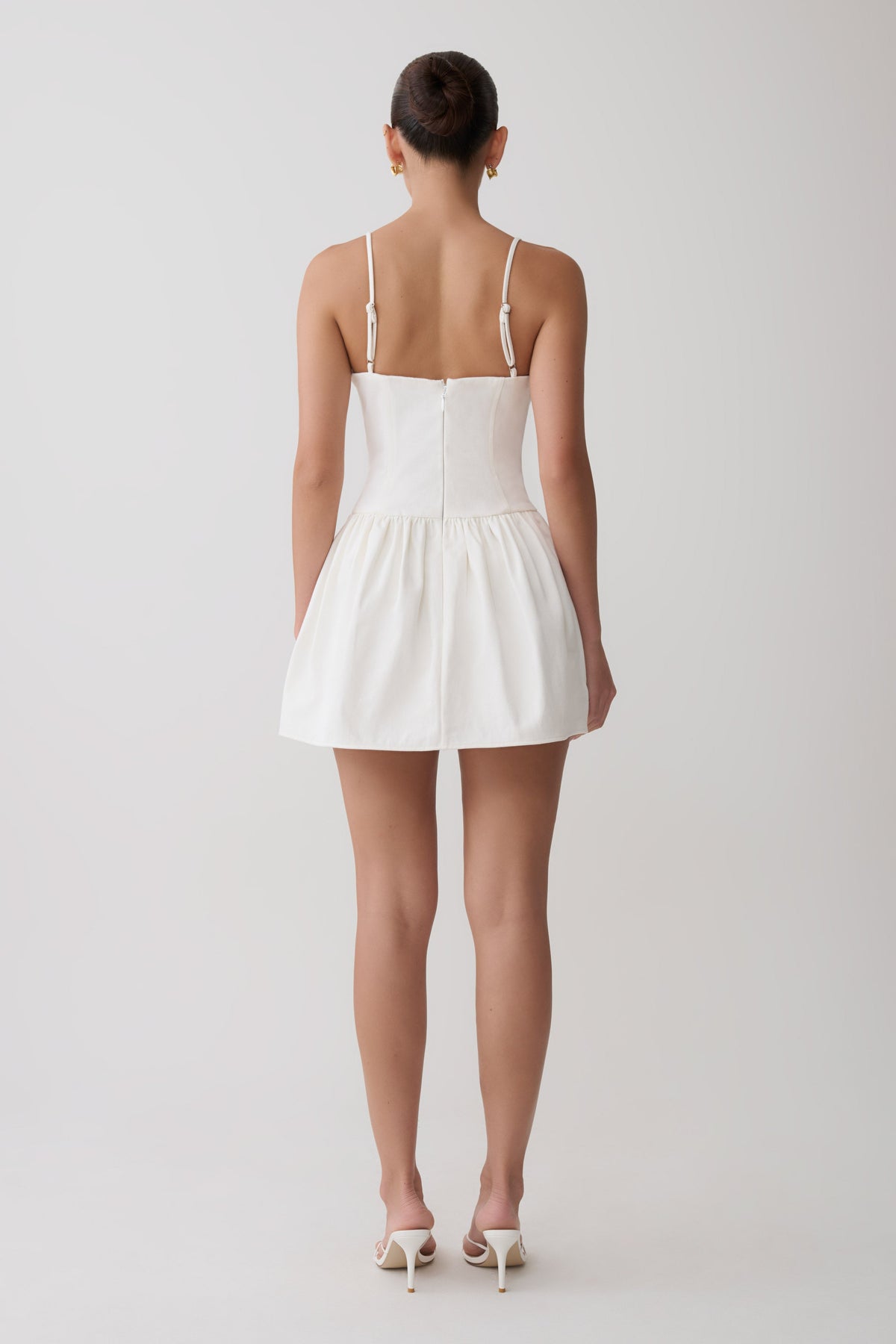Emary Applique Denim Bustier Mini Dress - White