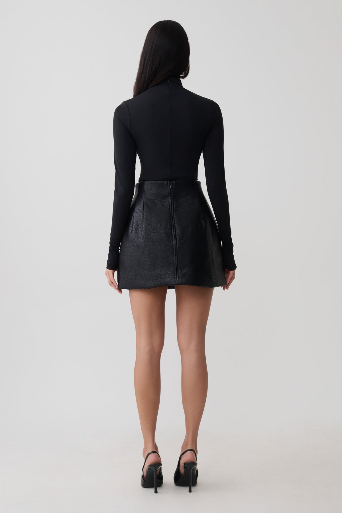 Jemima Faux Leather Mini Skirt - Black
