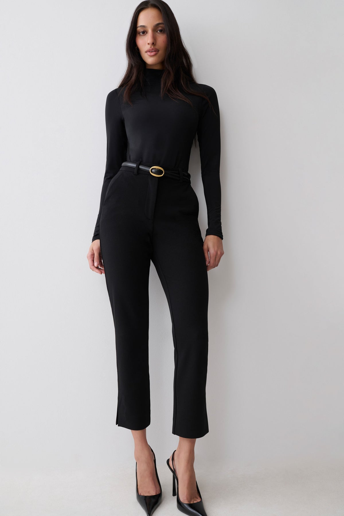 Annabel Long Sleeve High Neck Bodysuit - Black