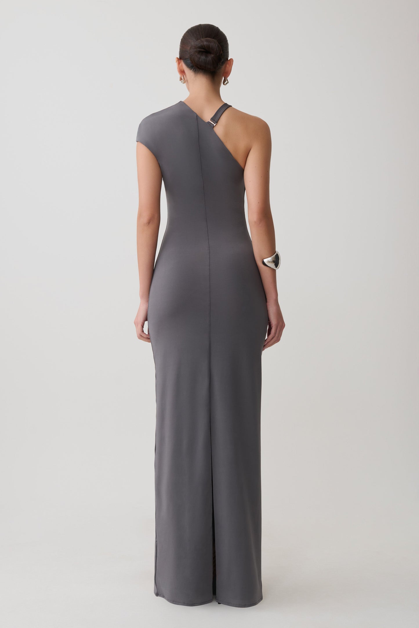 Oden Slinky Maxi Dress With Hardware - Grey