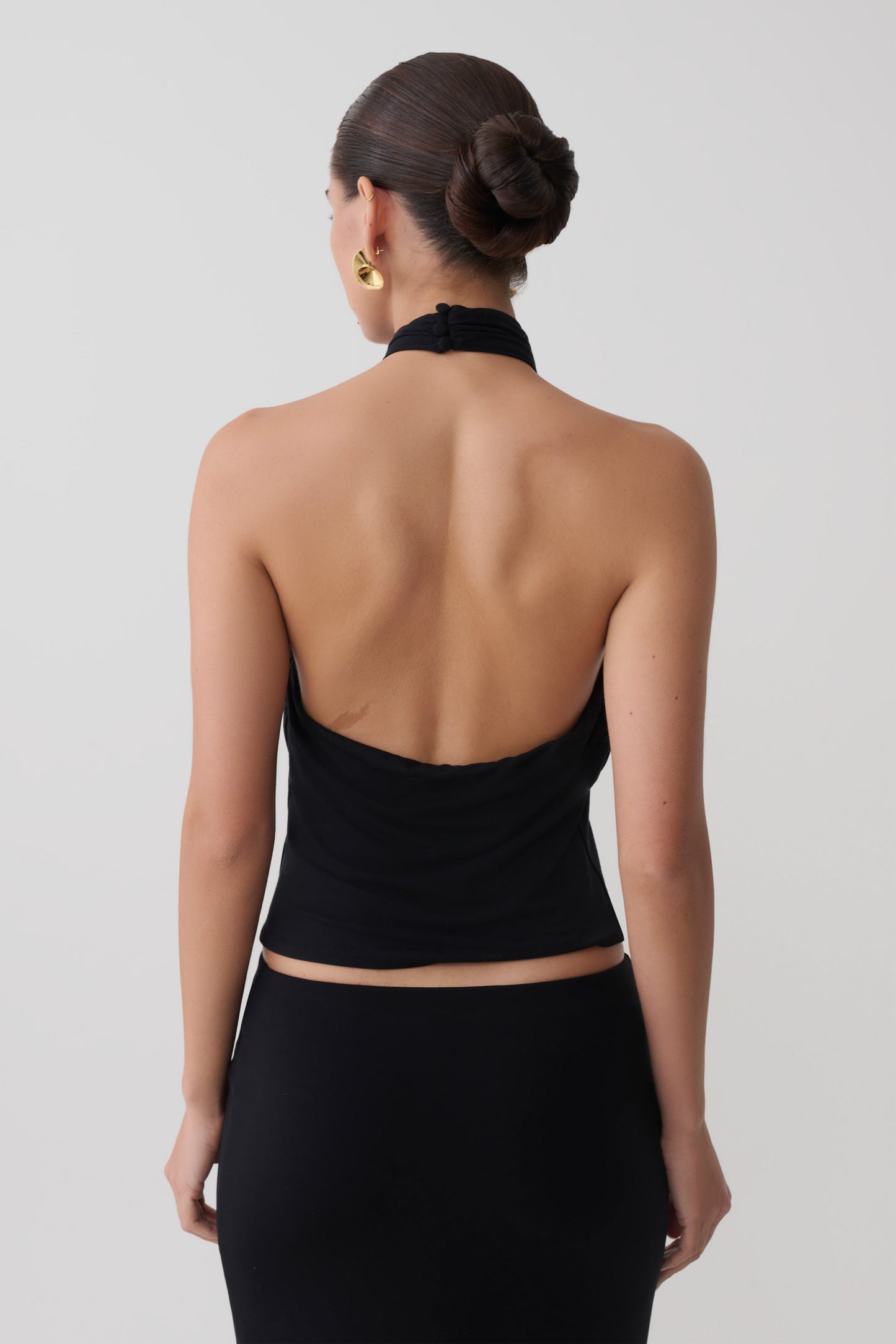 Maki Viscose Sleeveless Halter Top - Black