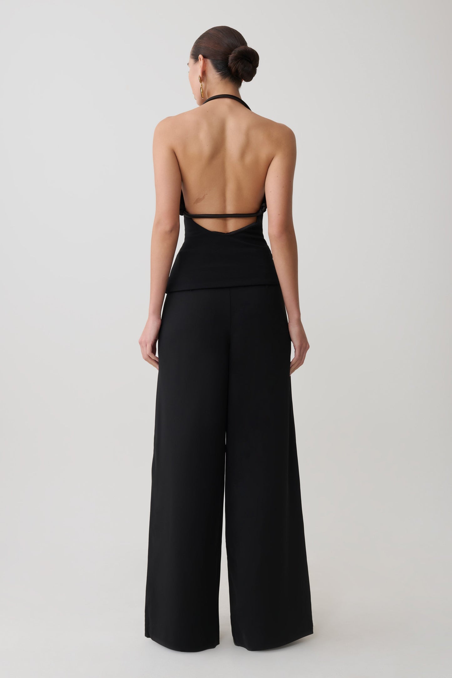 Gracie Halter Neck Asymmetrical Top - Black