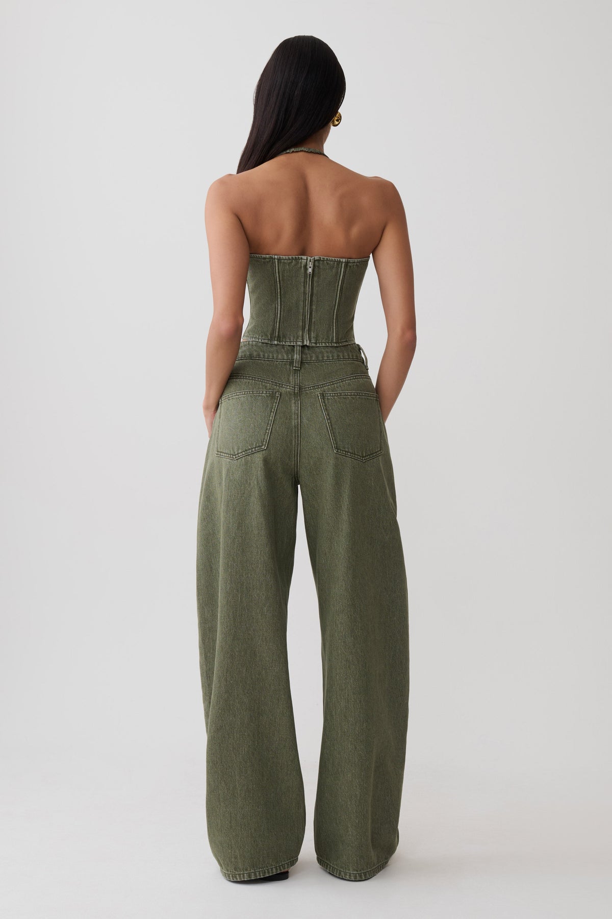 Stephanie Barrel Denim Jeans - Washed Khaki