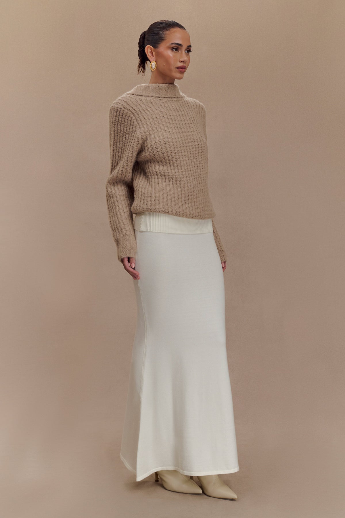 Candice Oversized Low Back Knit Jumper - Stone Marle