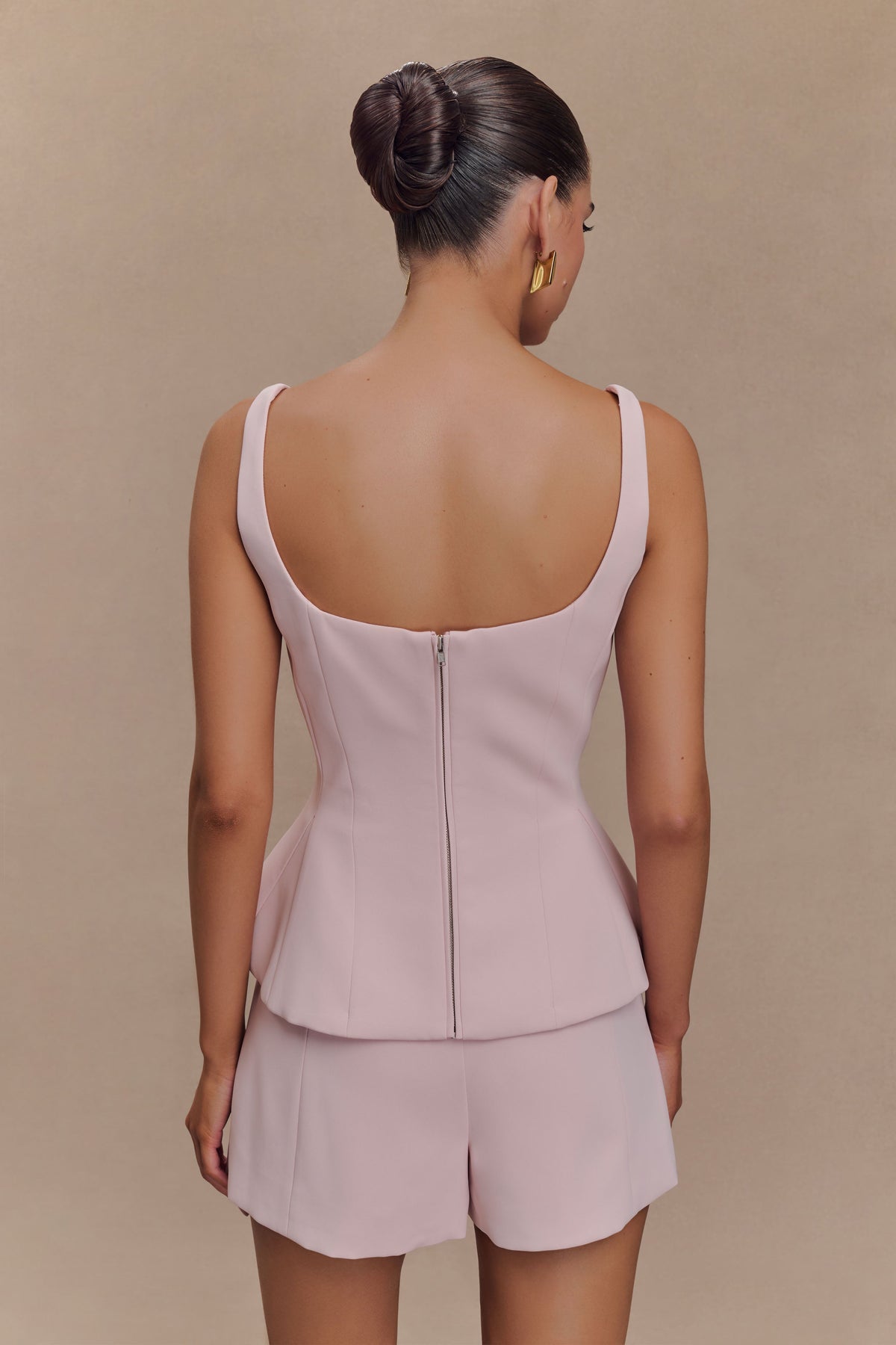 Korrie Suiting Peplum Top - Powder Pink