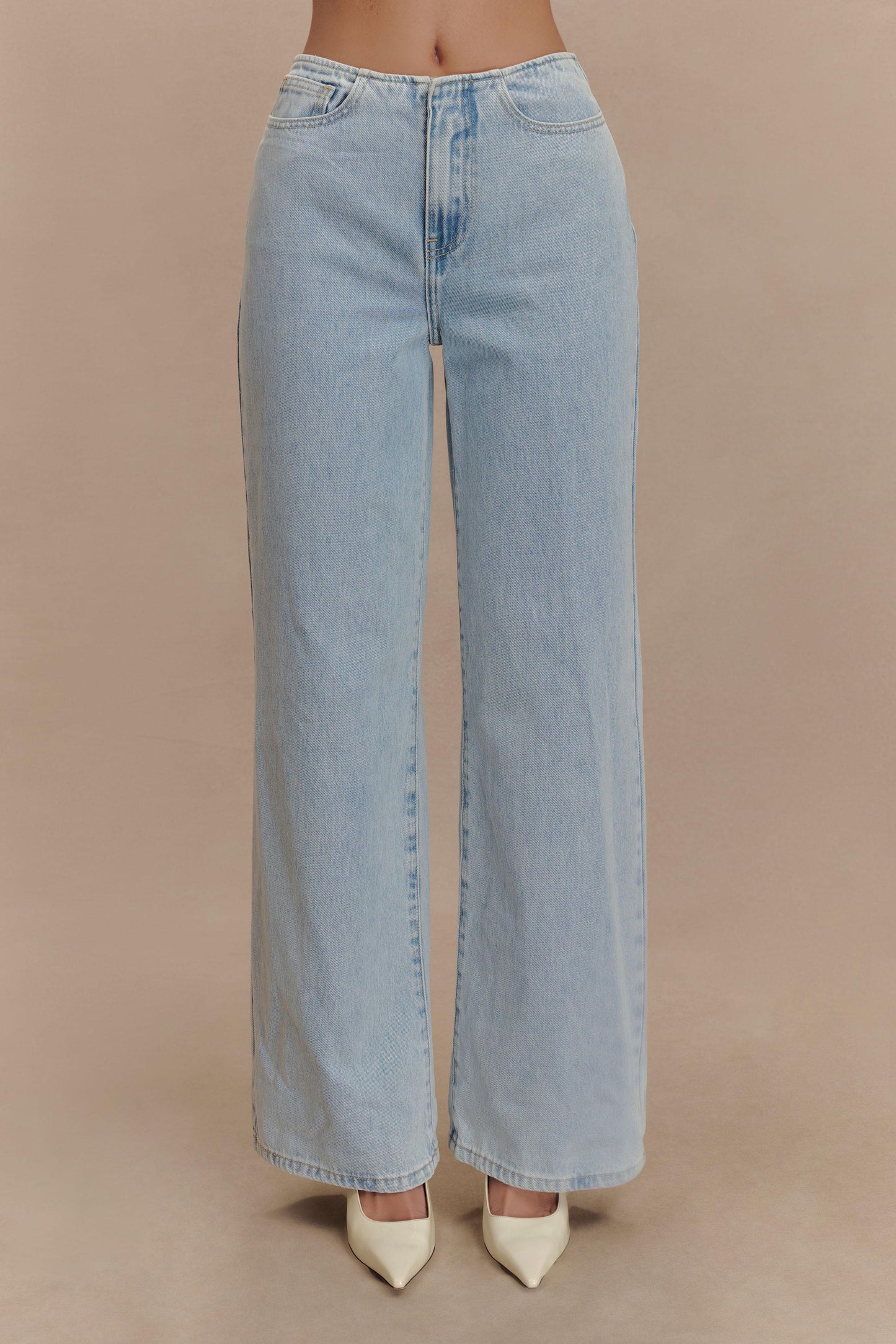 Caitlin Mid Rise Denim Jeans - Light Blue