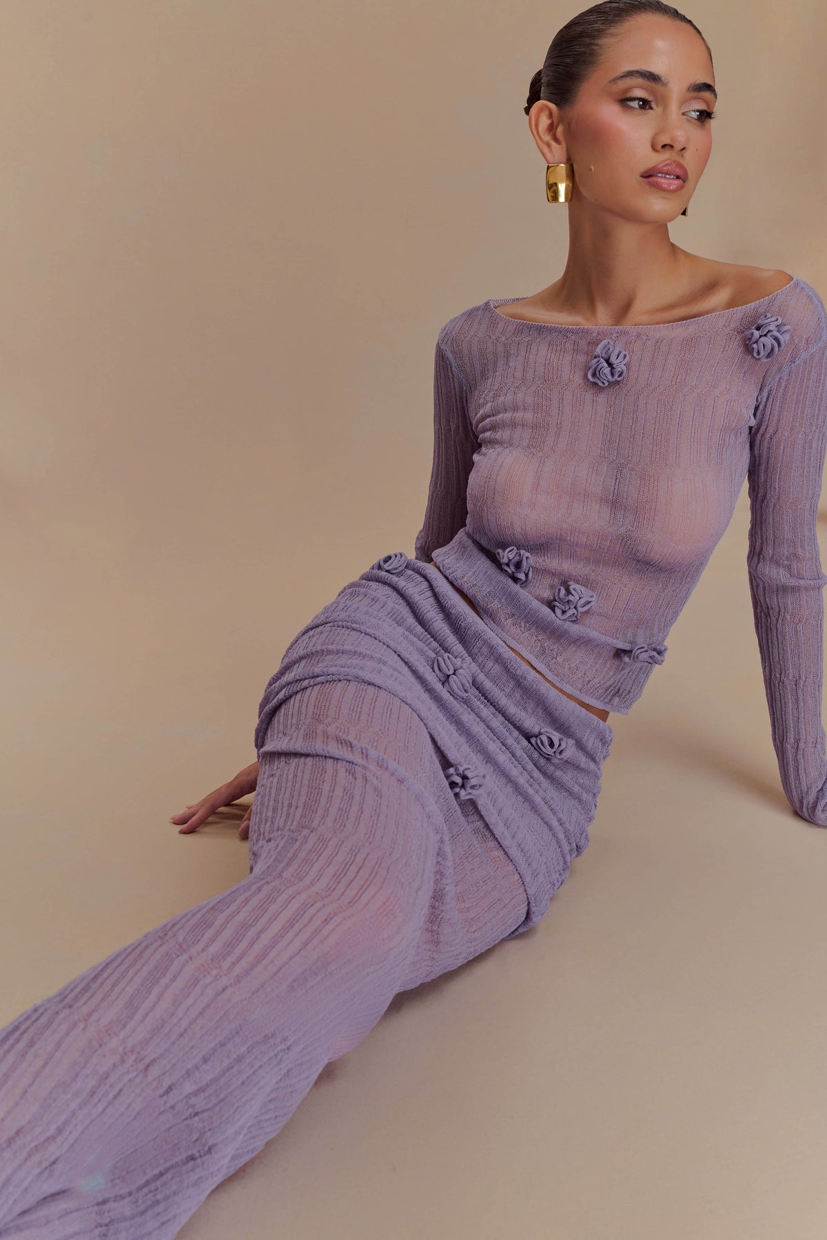 Orianna Orchid Knit Maxi Skirt - Orchid