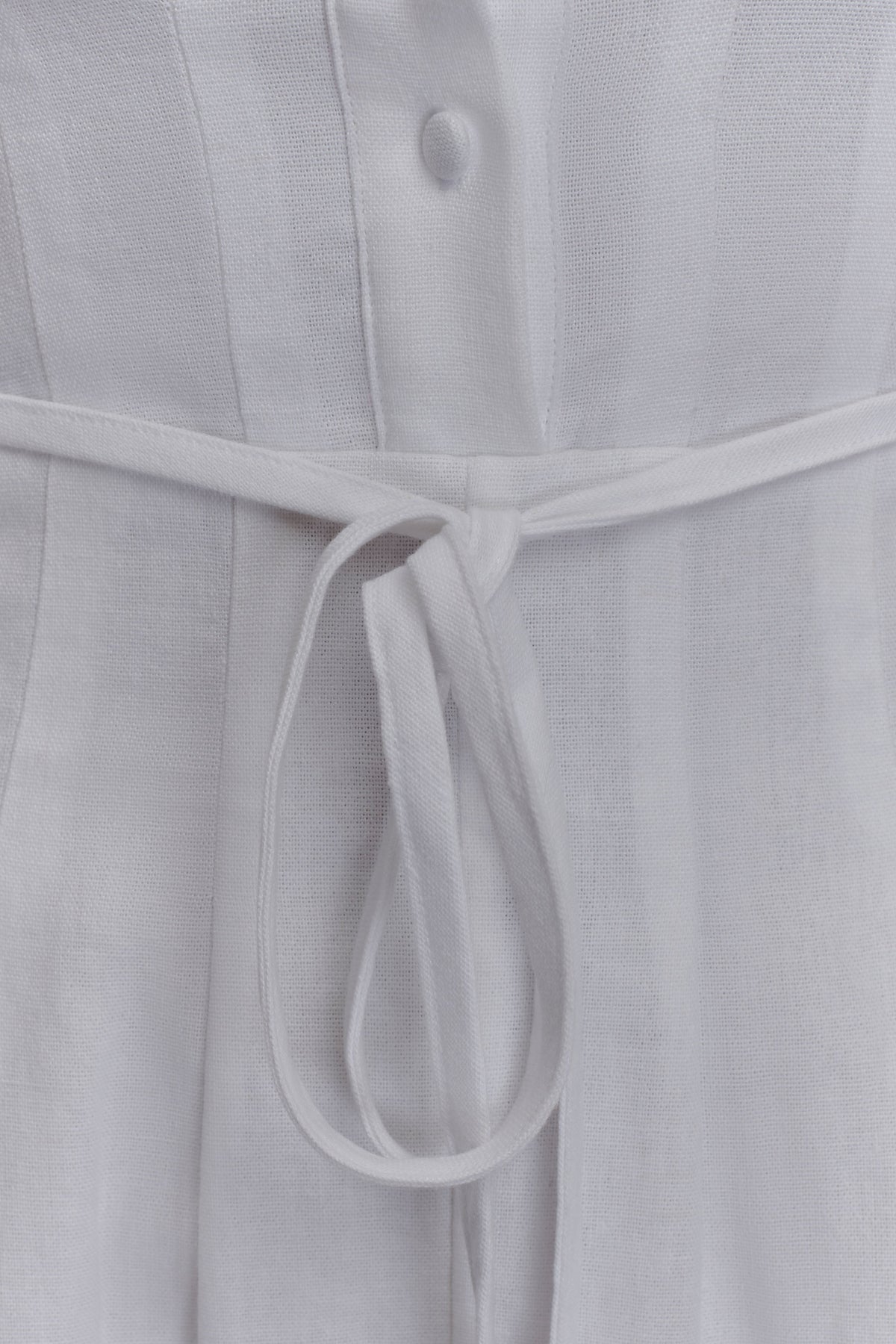 Aysha Buttoned Linen Midi Dress - White