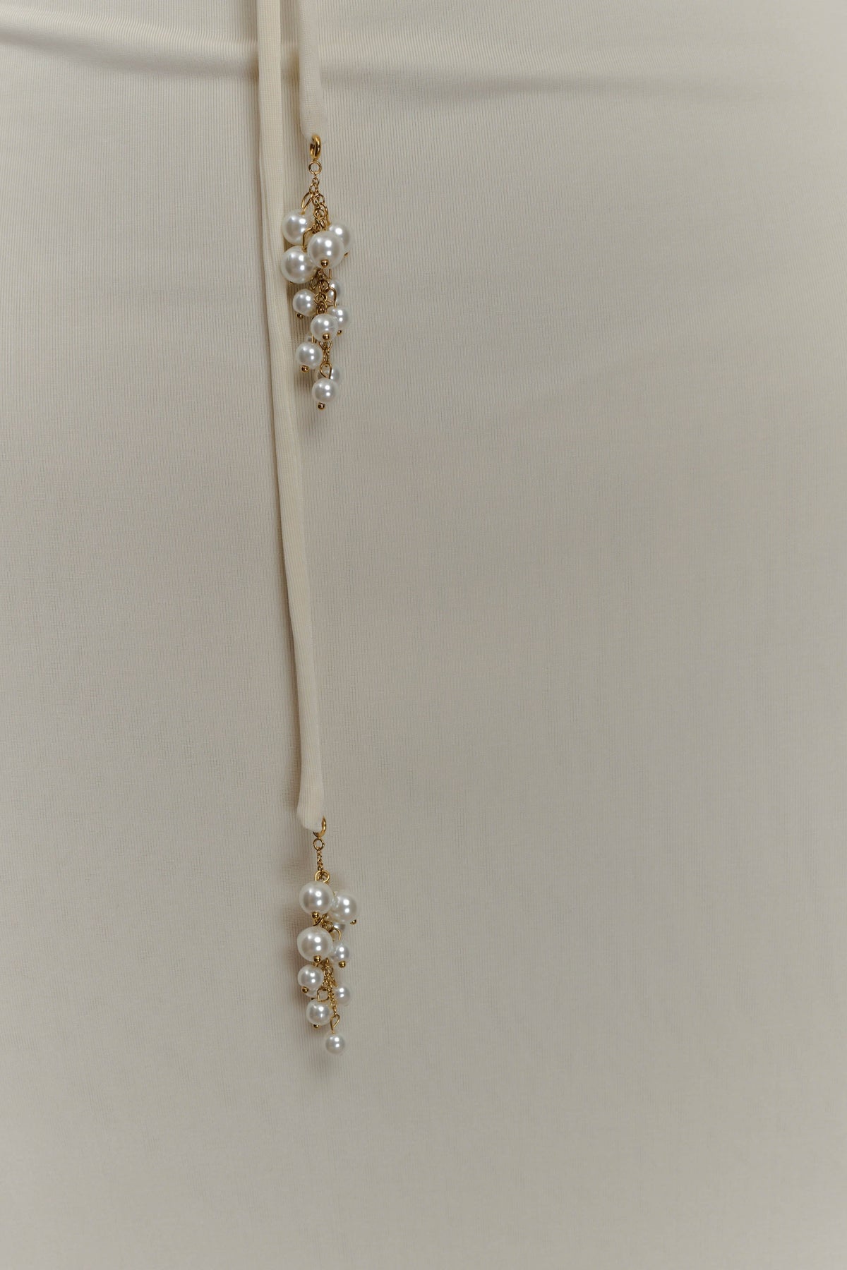 Beryl Slinky Maxi Dress With Pearls - Ivory