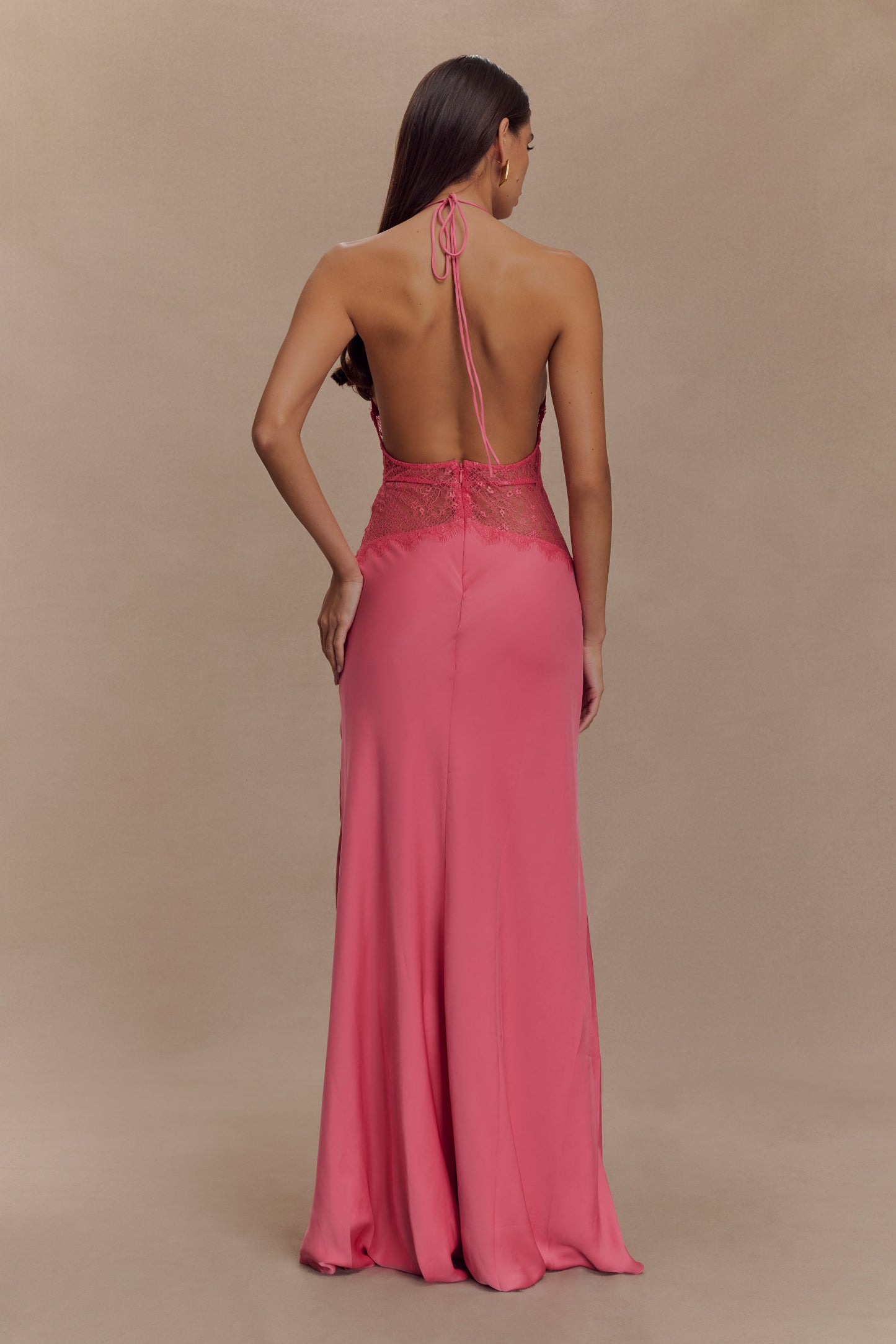 Dinah Lace And Satin Maxi Dress - Blush Rose