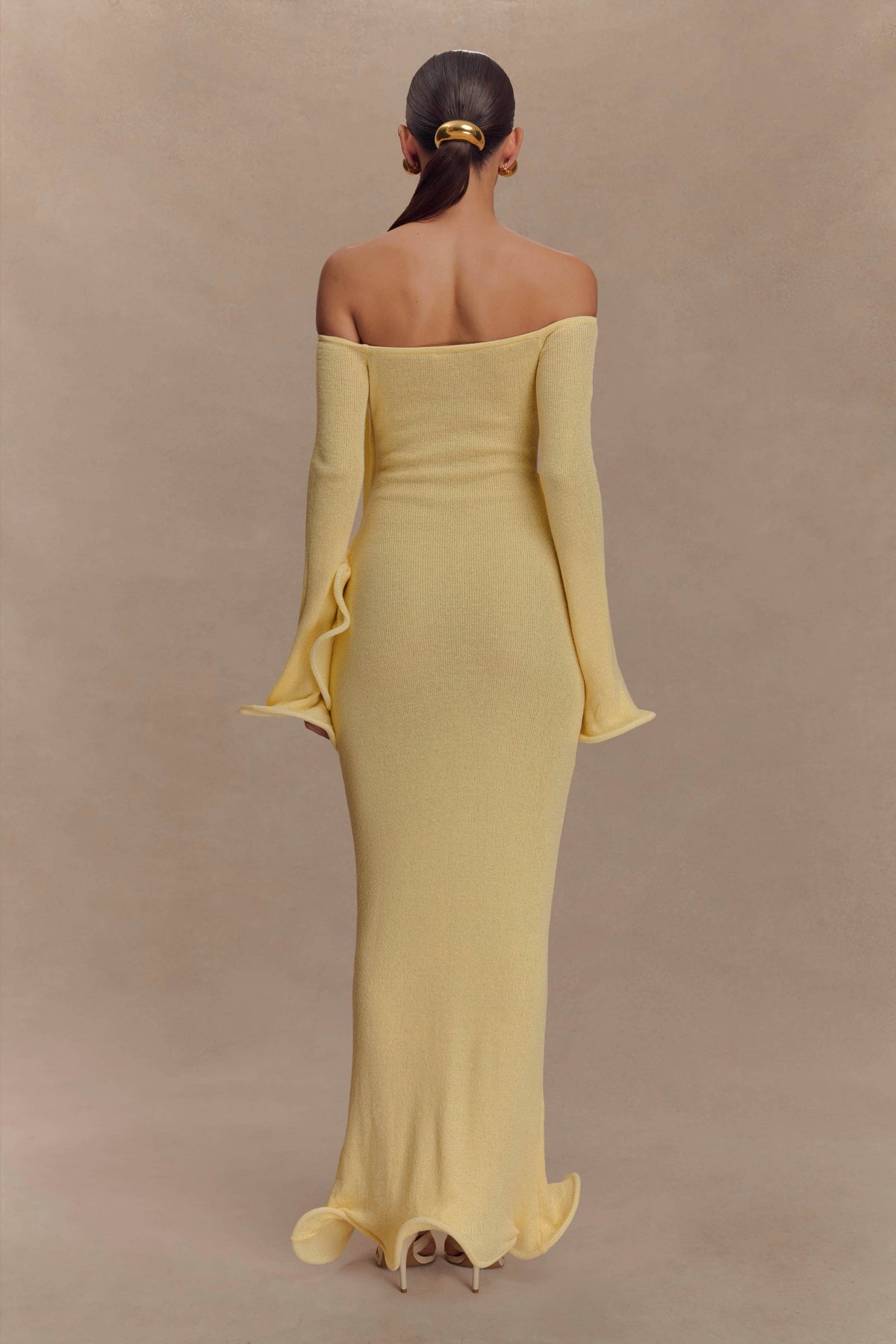 Sandrine Off Shoulder Knit Maxi Dress - Lemon