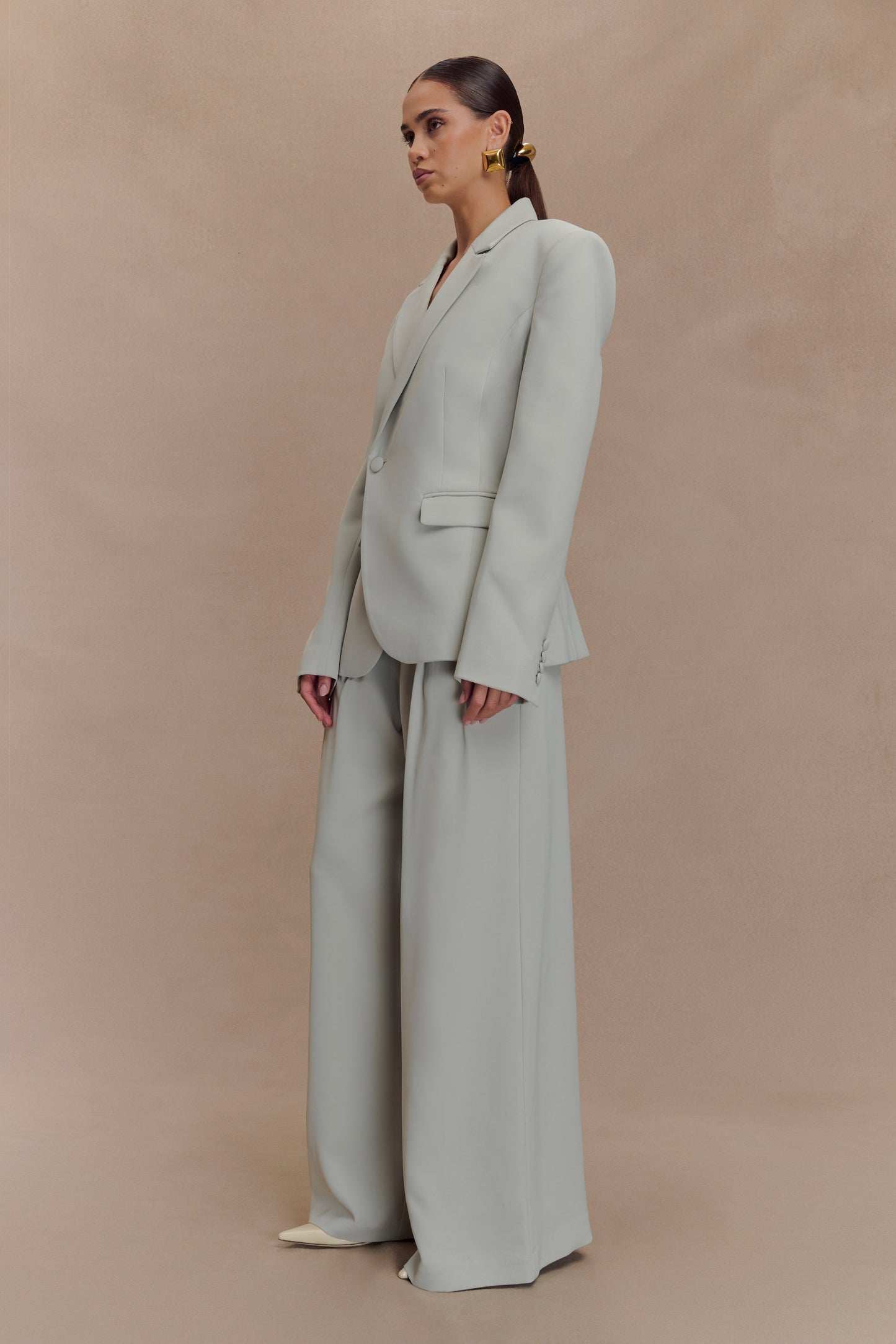 Jameson Cinched Suiting Blazer - Light Sage