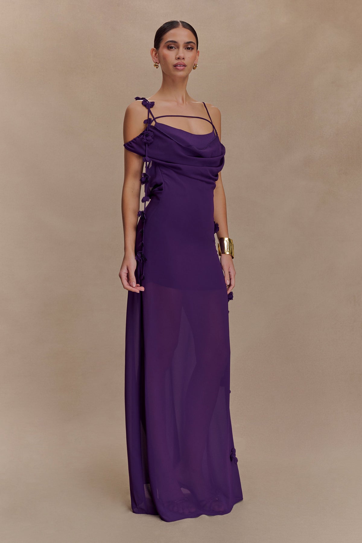 Rosalie Floral Chiffon Maxi Dress - Purple