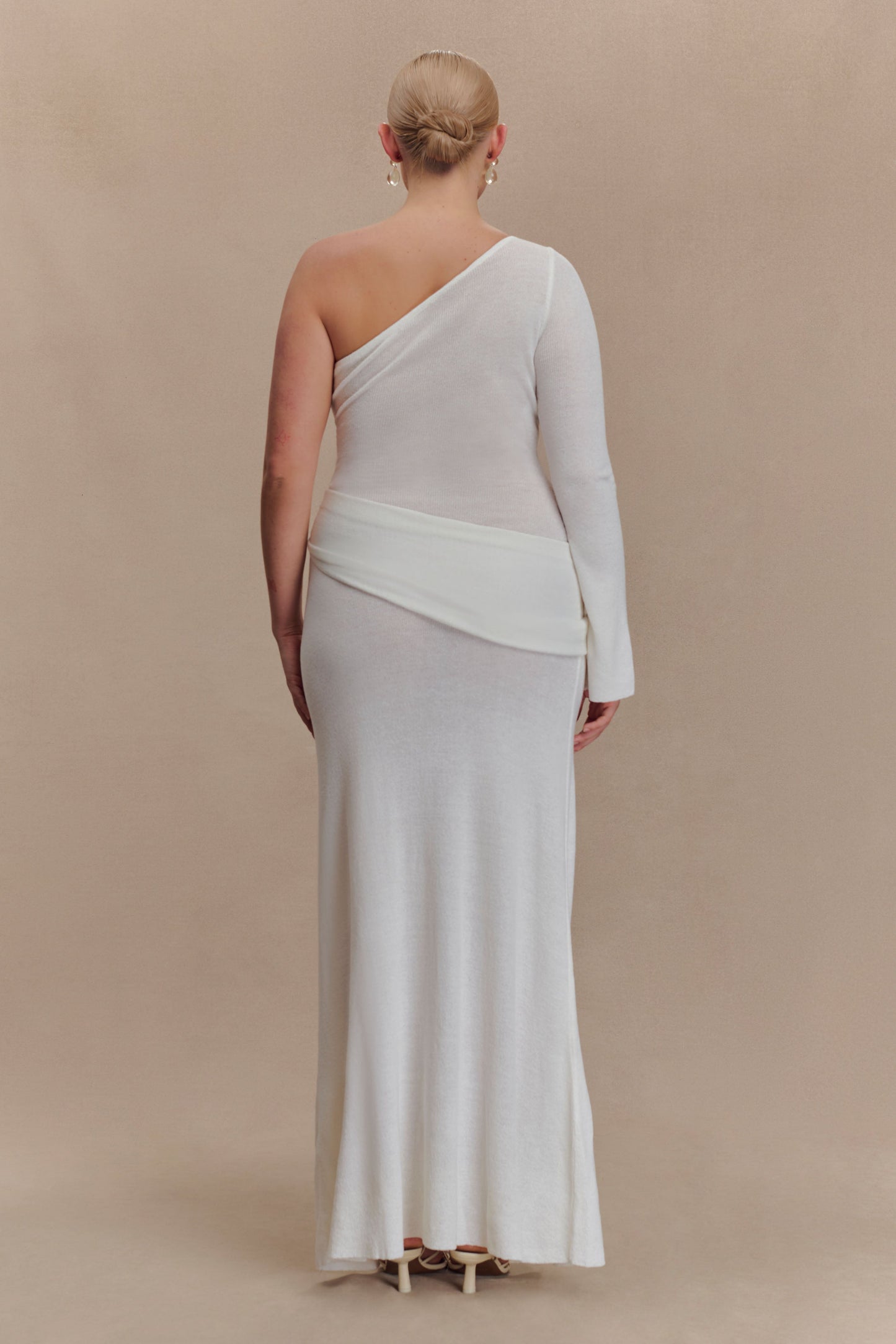Alexius One Shoulder Knit Maxi Dress - Ivory