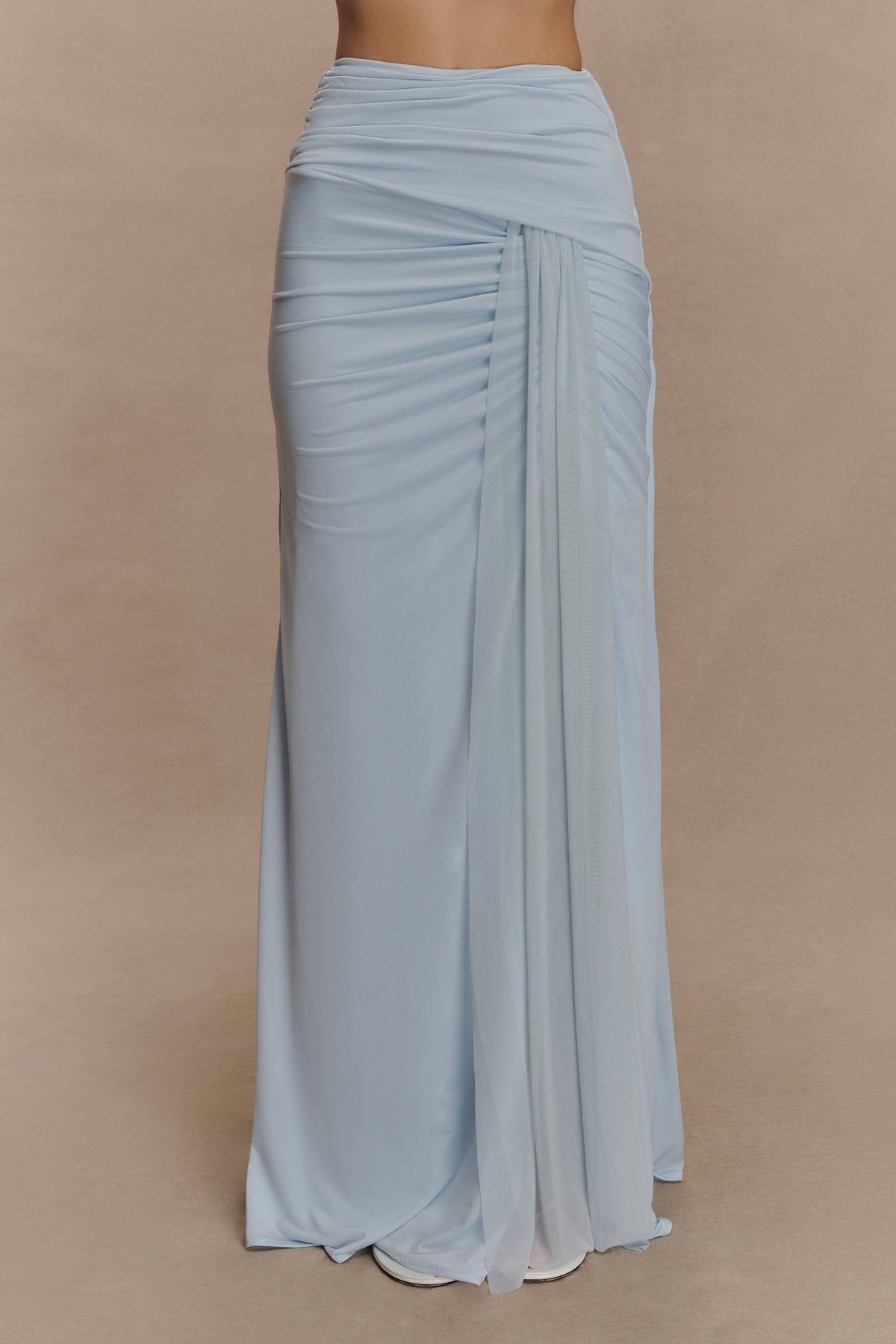 Calandra Slinky Maxi Skirt - Pale Blue
