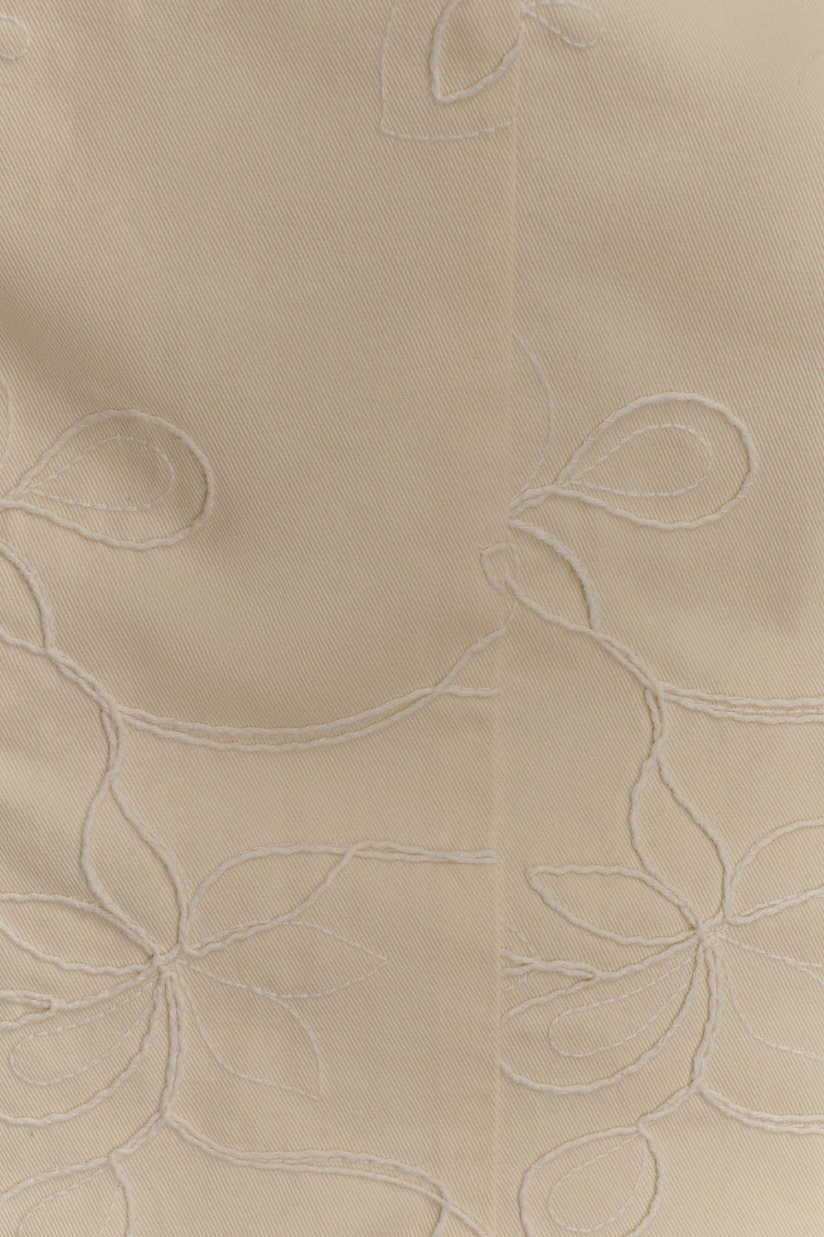 Ebony Embroidered Denim Mini Dress - Cream