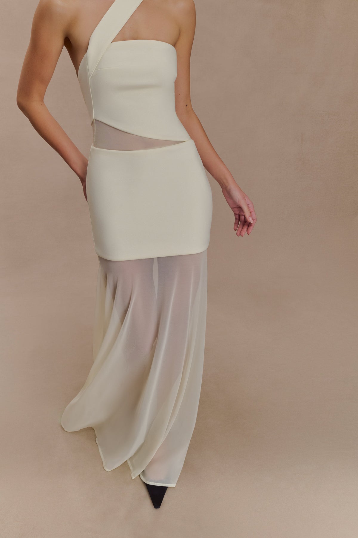 Vashti Cut Out Mesh Maxi Dress - Ivory