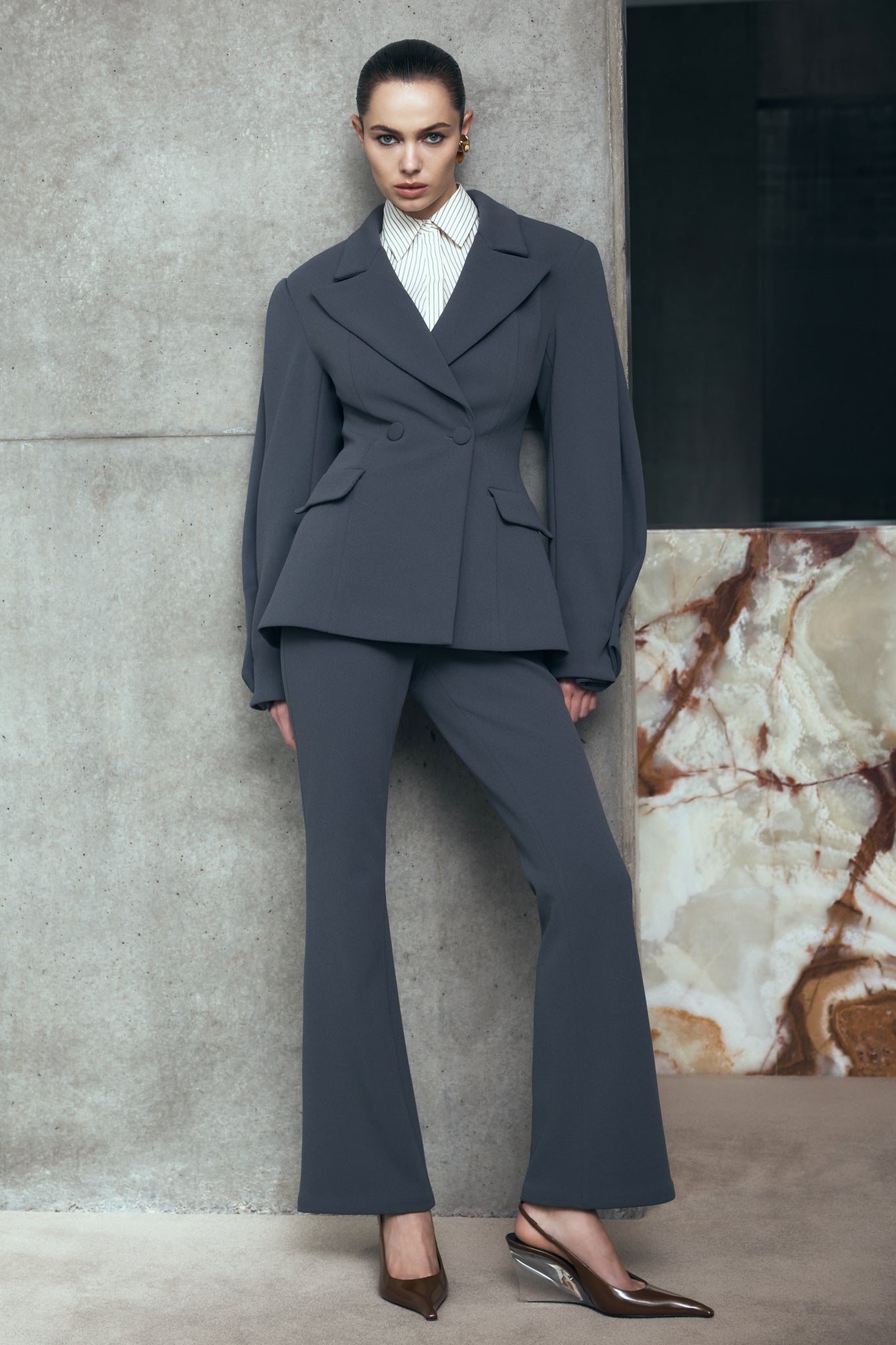 Marion Fit And Flare Pant - Charcoal Shadow