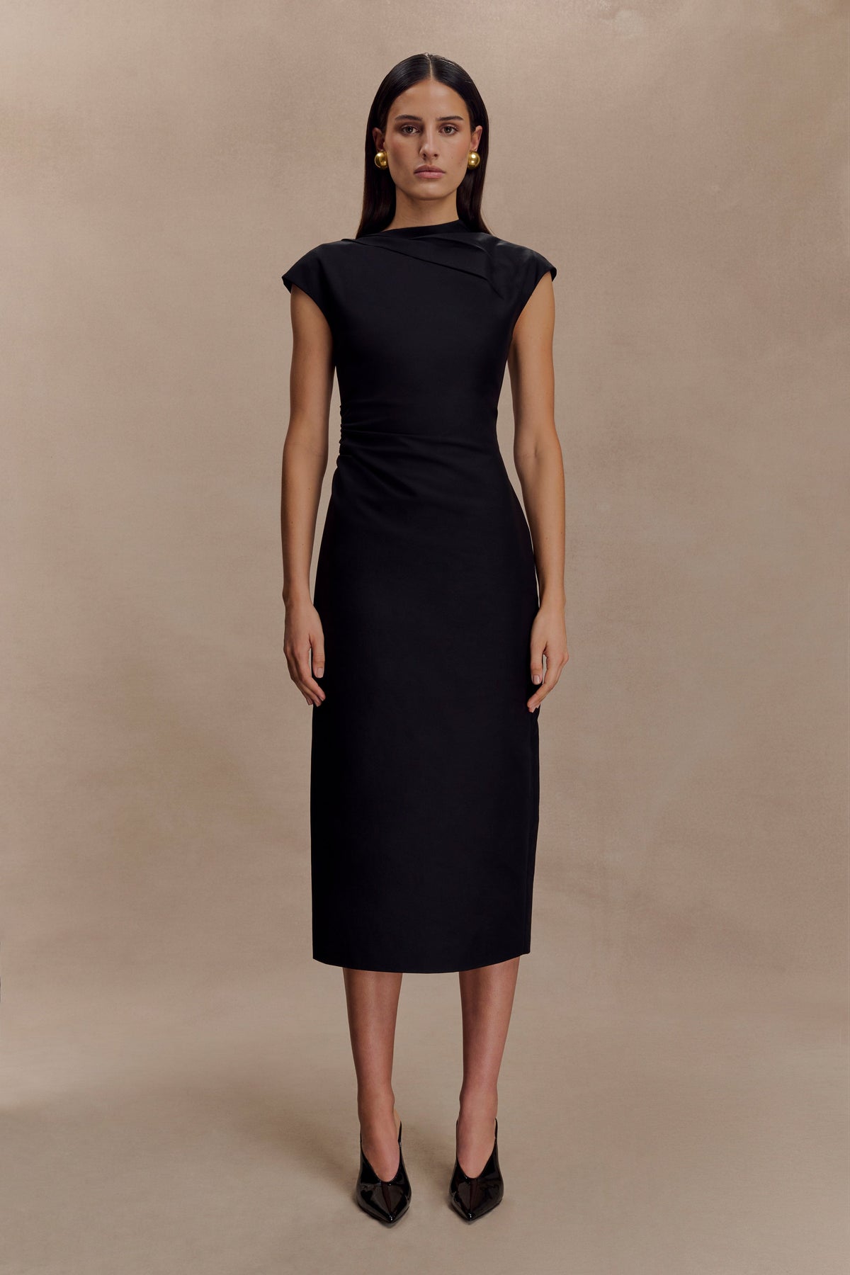 Lorena Cotton Midi Dress - Black