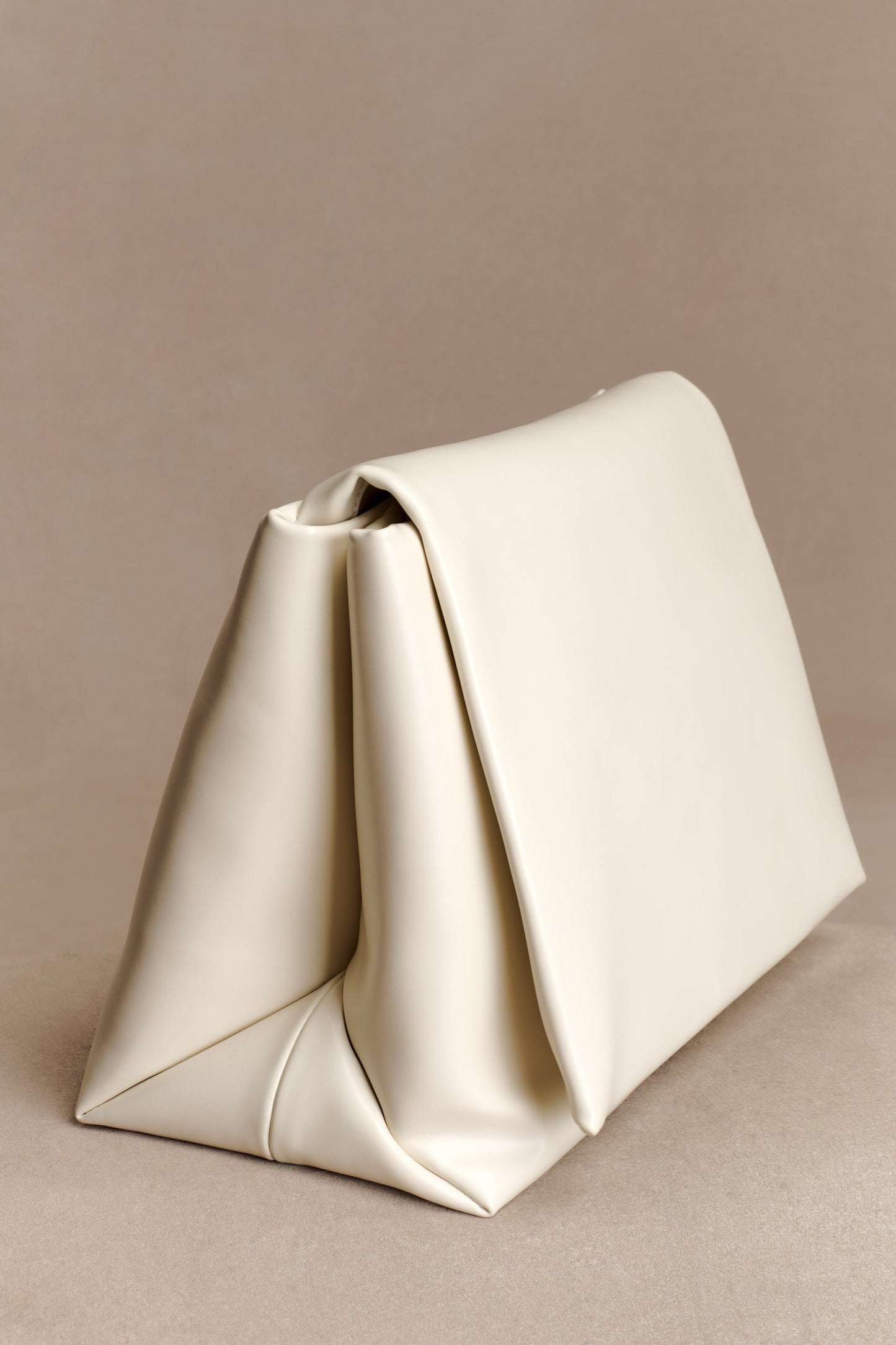 Kiera Faux Leather Oversized Clutch - Ivory