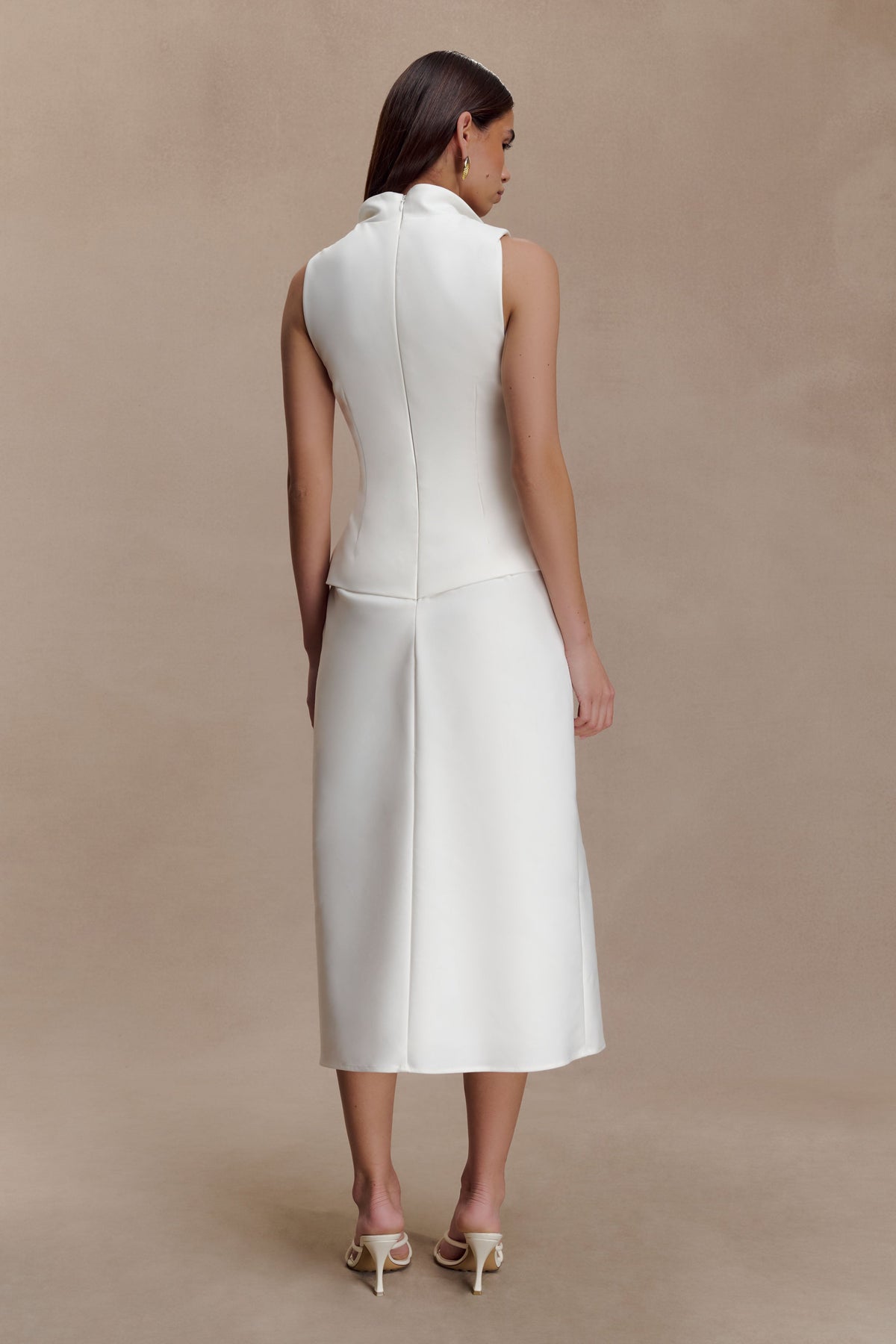 Yanina Cotton Halter Midi Dress - White