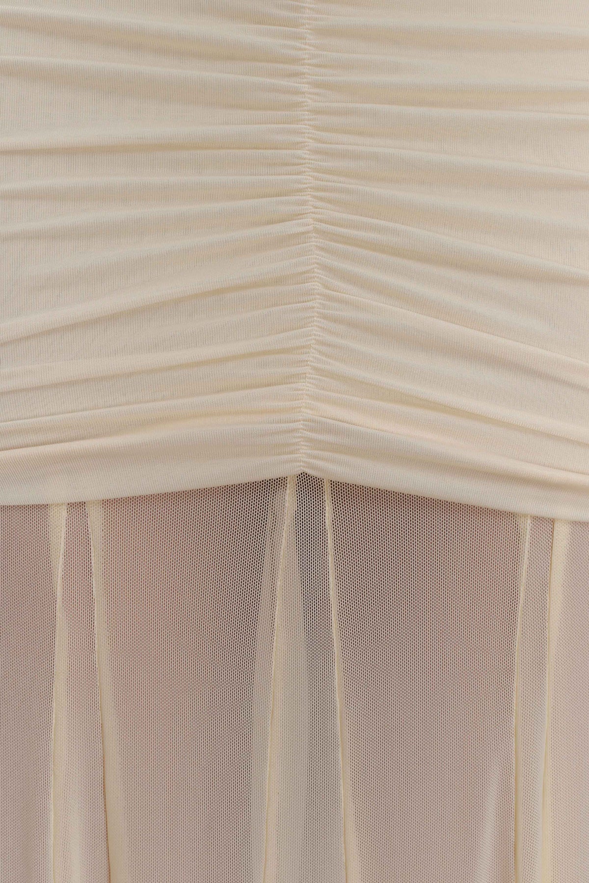 Caspian Slinky And Mesh Off Shoulder Maxi Dress - Ivory