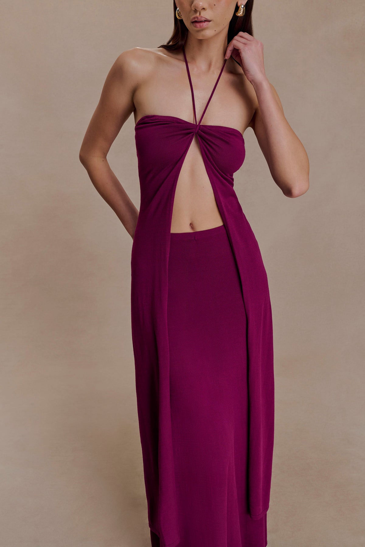 Marimae Long Knit Top - Plum
