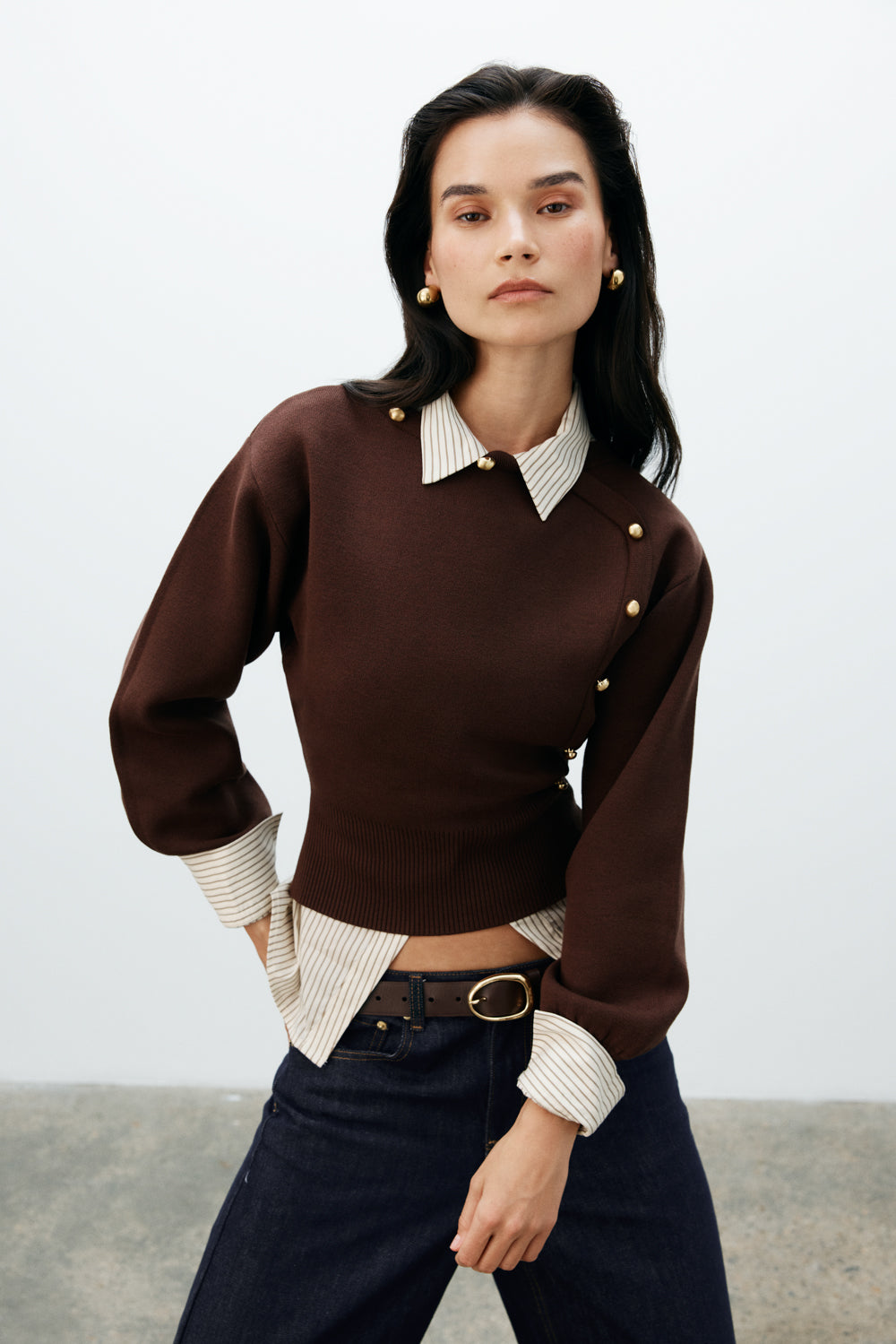 Mertyle Aysmetrical Knit Jumper - Deep Chocolate