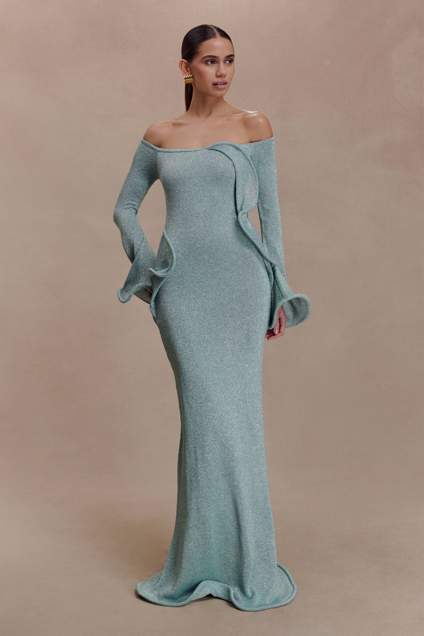 Sandrine Lurex Knit Maxi Dress - Aqua