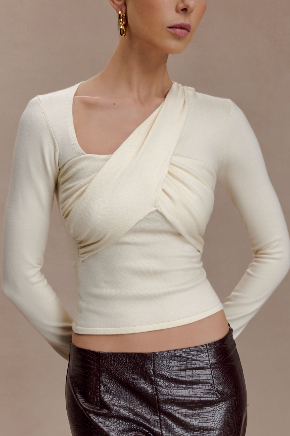 Kaylen Knit Long Sleeve Top - Ivory