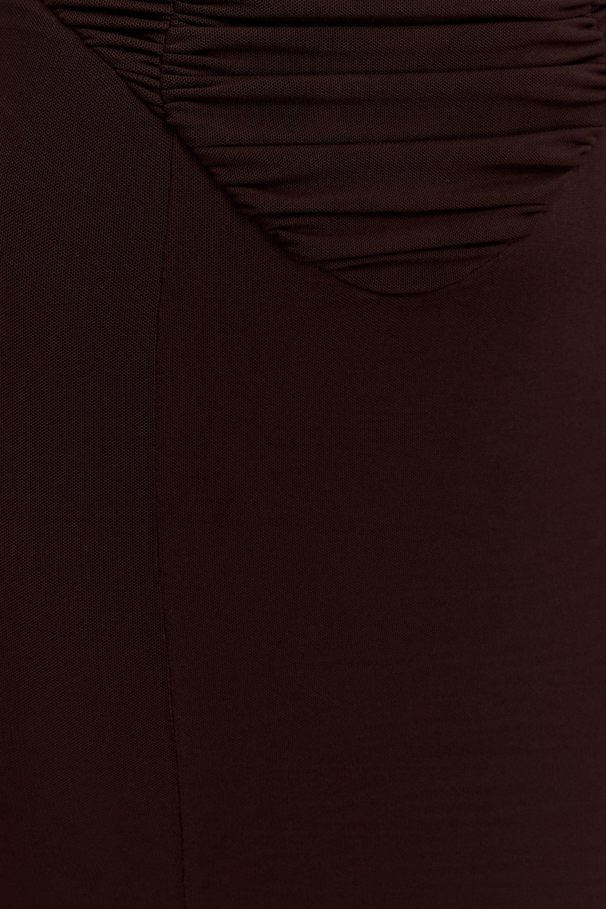 Willa Gathered Mesh Midi Dress - Chocolate