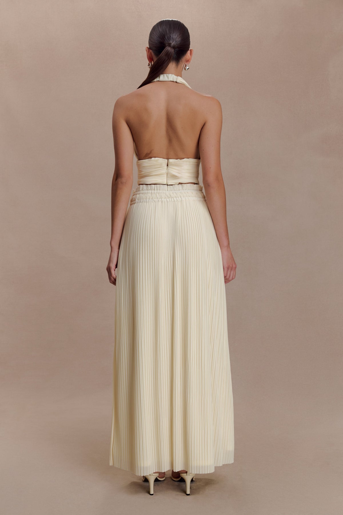 Amaris Gathered Plisse Maxi Skirt - Lemon