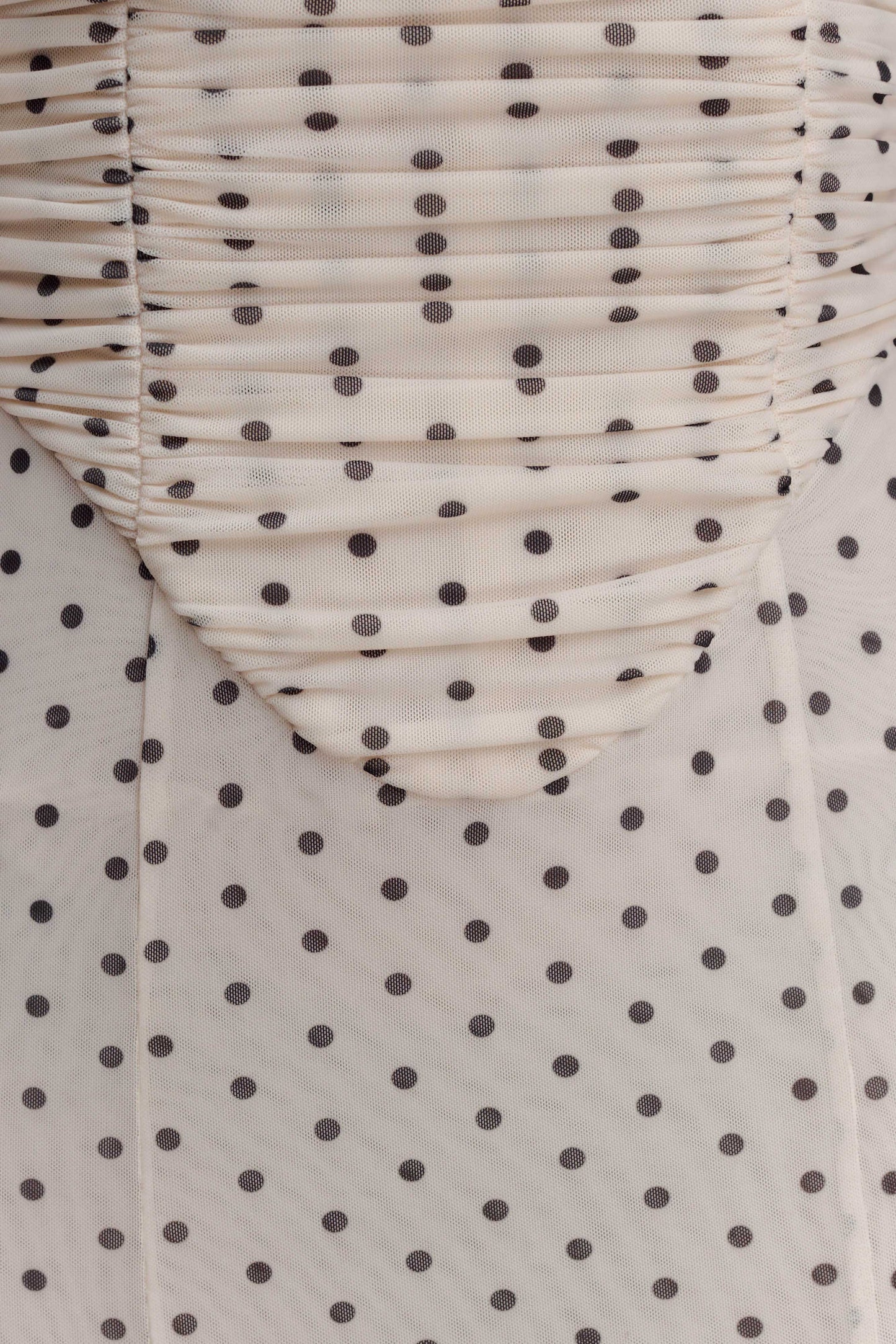 Willa Gathered Mesh Midi Dress - Polka Dot