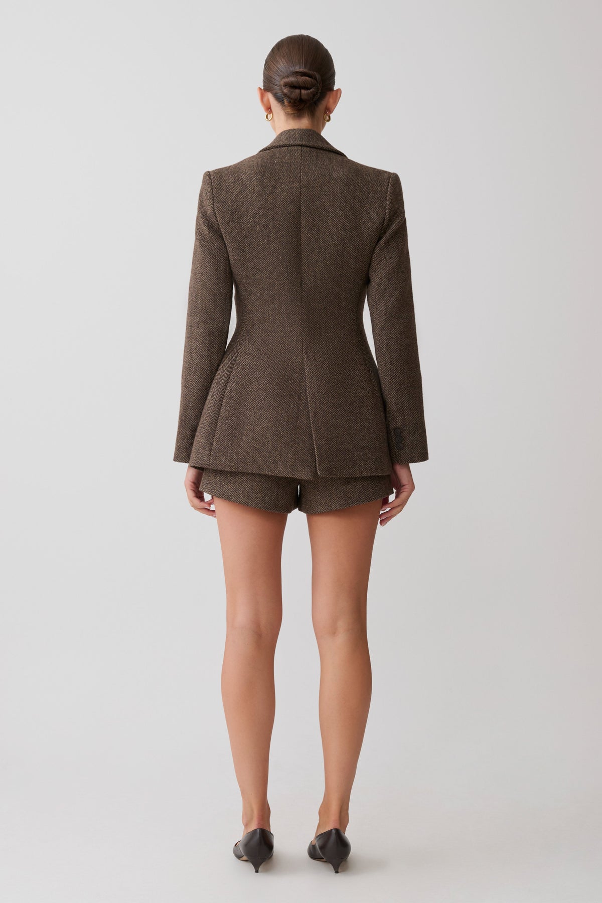 Romy Structured Blazer With Hardware - Herringbone