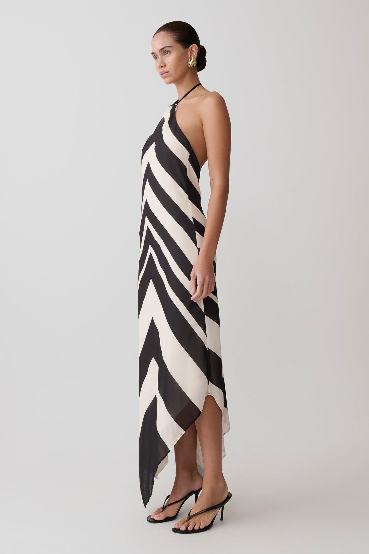 Hope Halter Midi Dress - Black/White