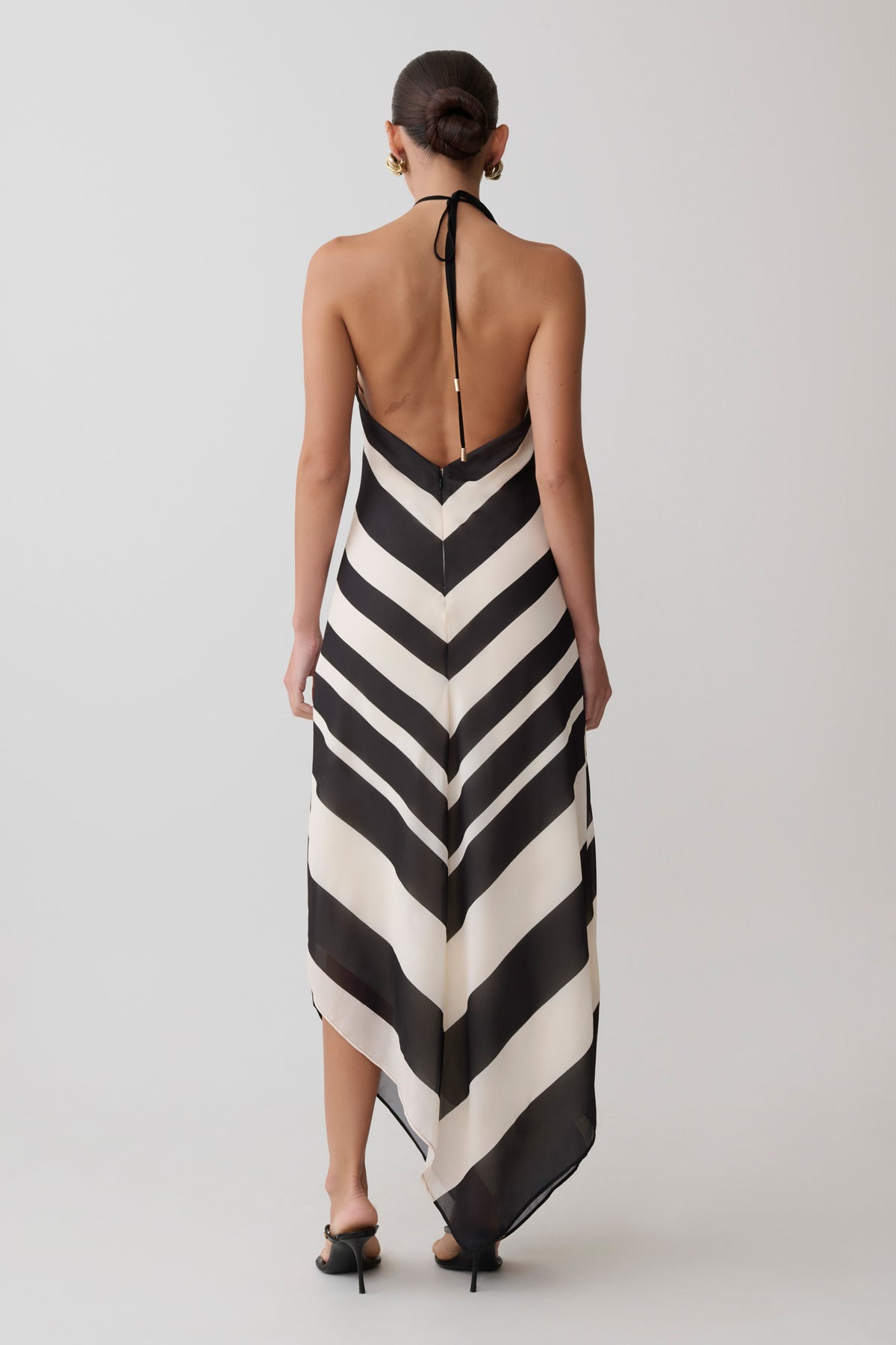 Hope Halter Midi Dress - Black/White