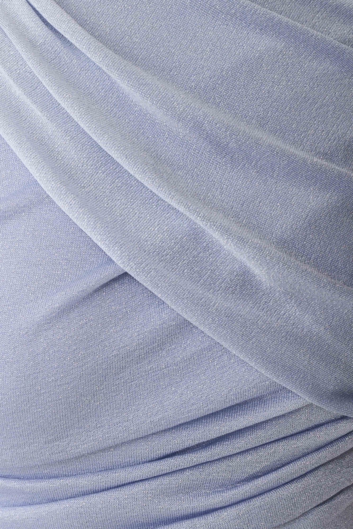 Adrienne One Shoulder Lurex Top - Pastel Blue