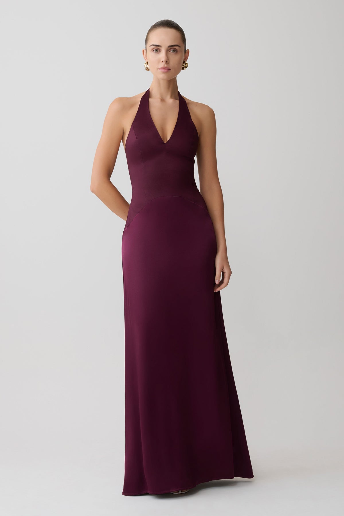 Maura Taffeta And Satin Maxi Dress - Wine