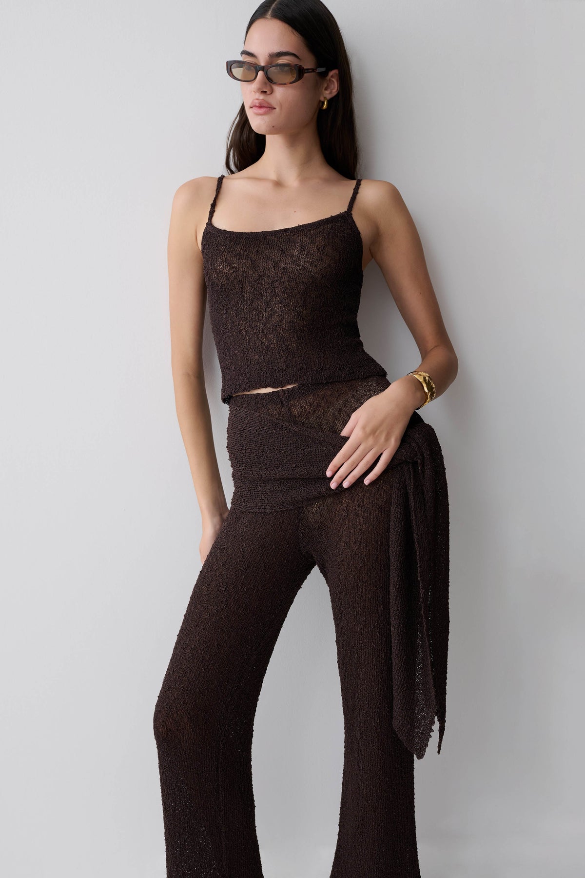 Mattais Boucle Knit Pants - Dark Chocolate
