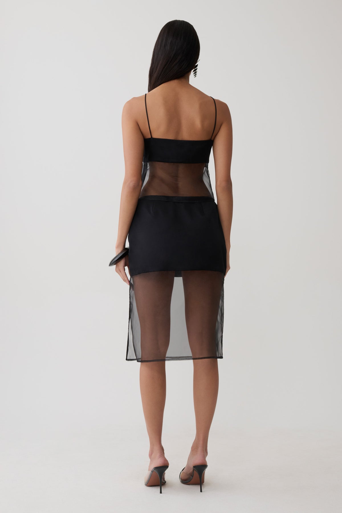 Claudia Sheer Midi Skirt - Black