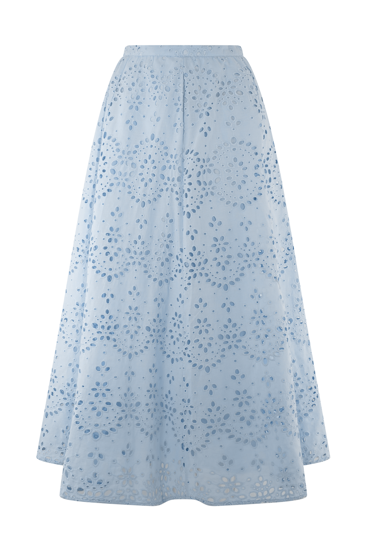 Arla Broderie Midi Skirt - Pale Cornflower Blue