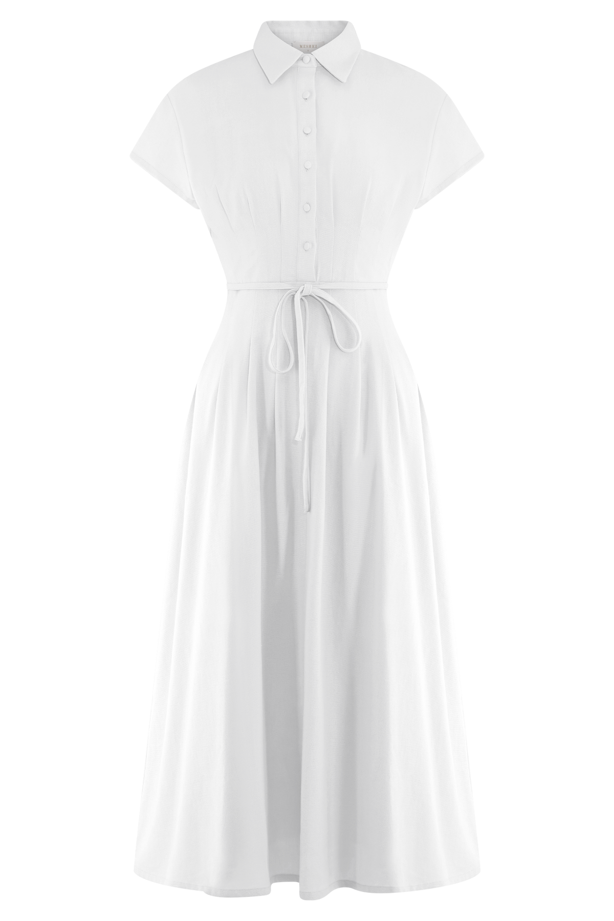 Aysha Buttoned Linen Midi Dress - White