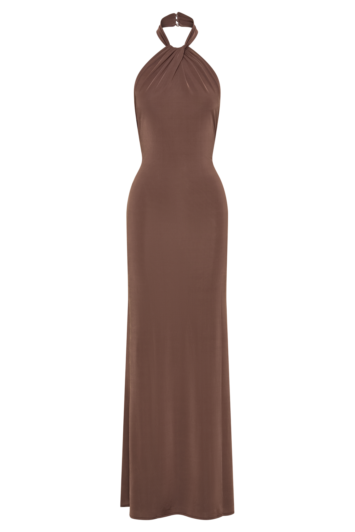 Elyna Slinky Halter Maxi Dress - Chocolate
