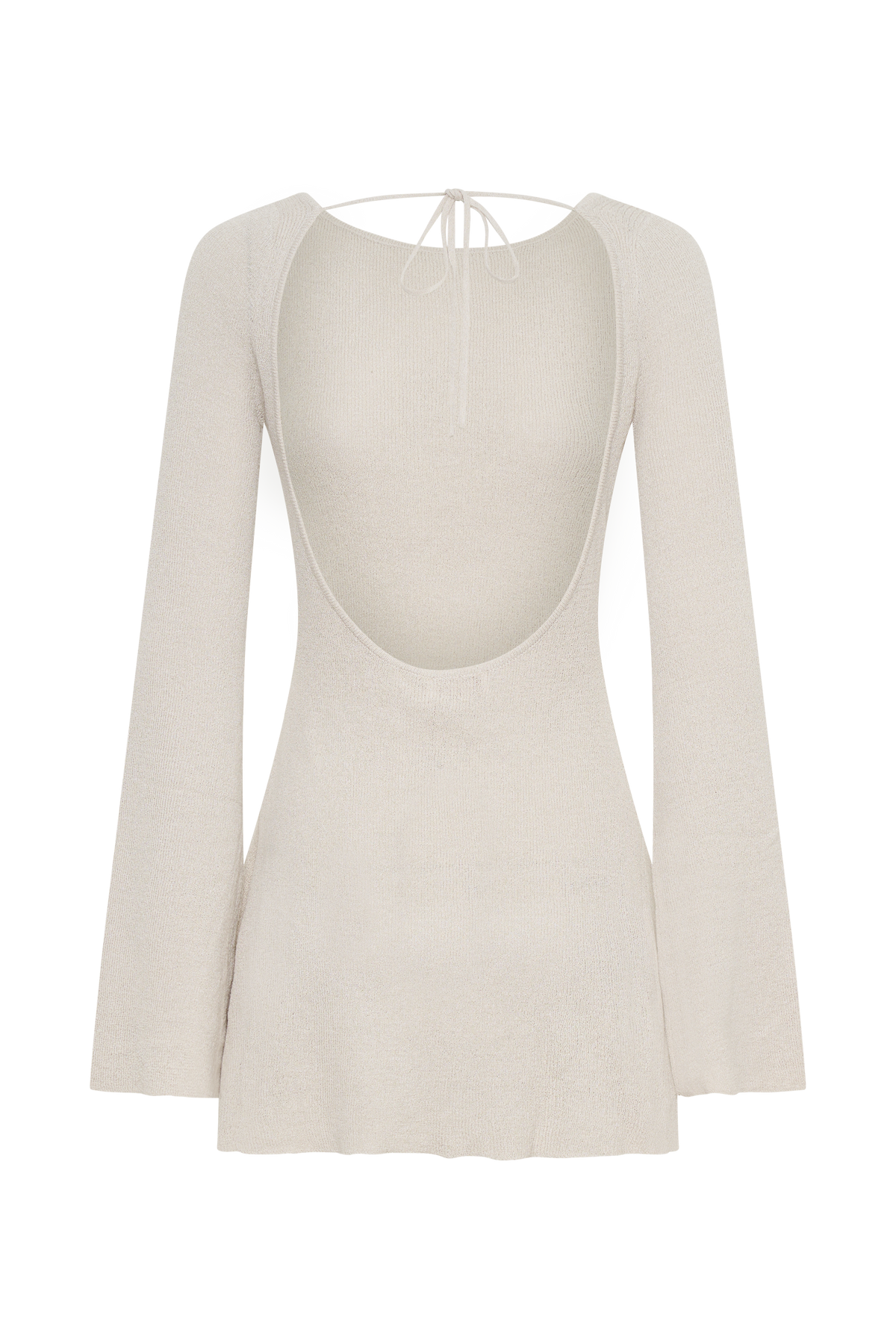 Zahra Long Sleeve Open Back Mini Knit Dress - Grey