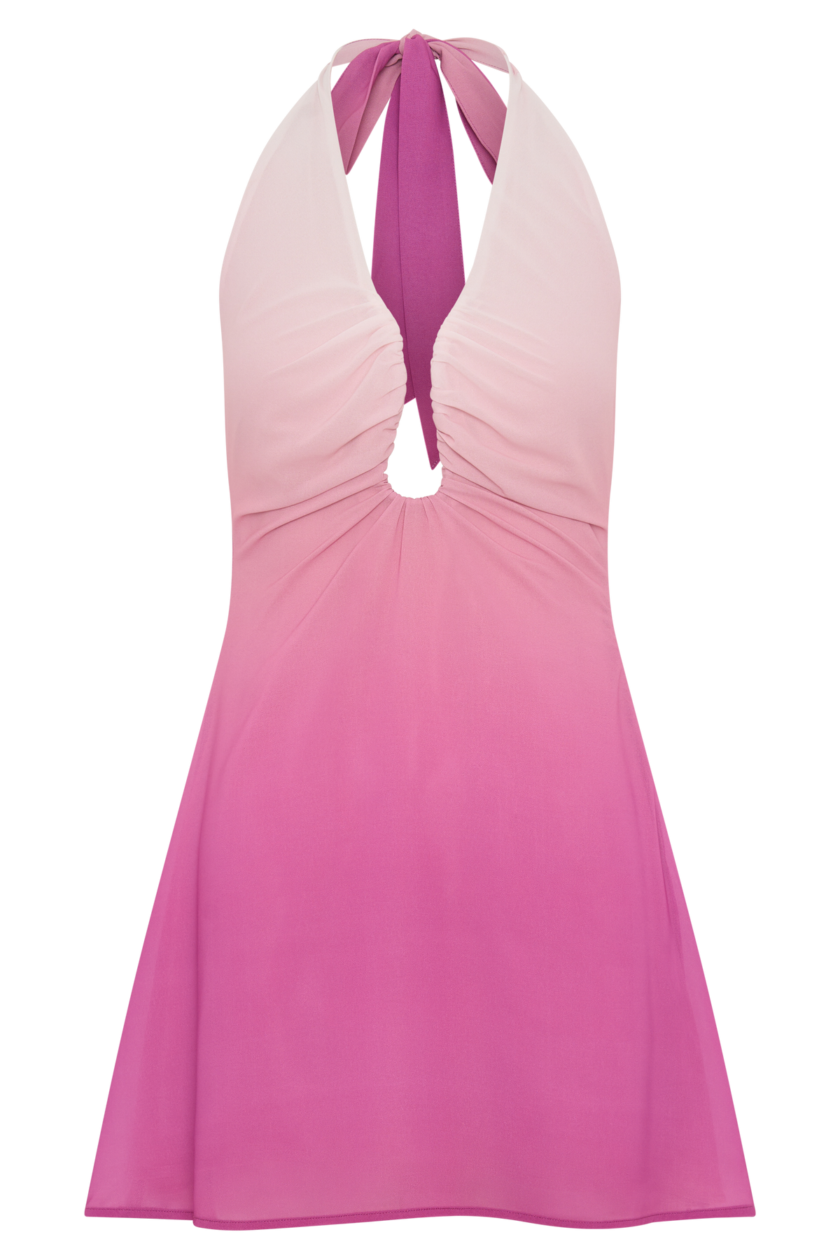 Malakhai Chiffon Halter Mini Dress - Ombre Pink