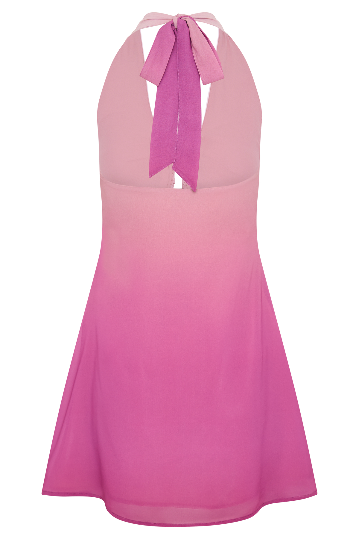 Malakhai Chiffon Halter Mini Dress - Ombre Pink