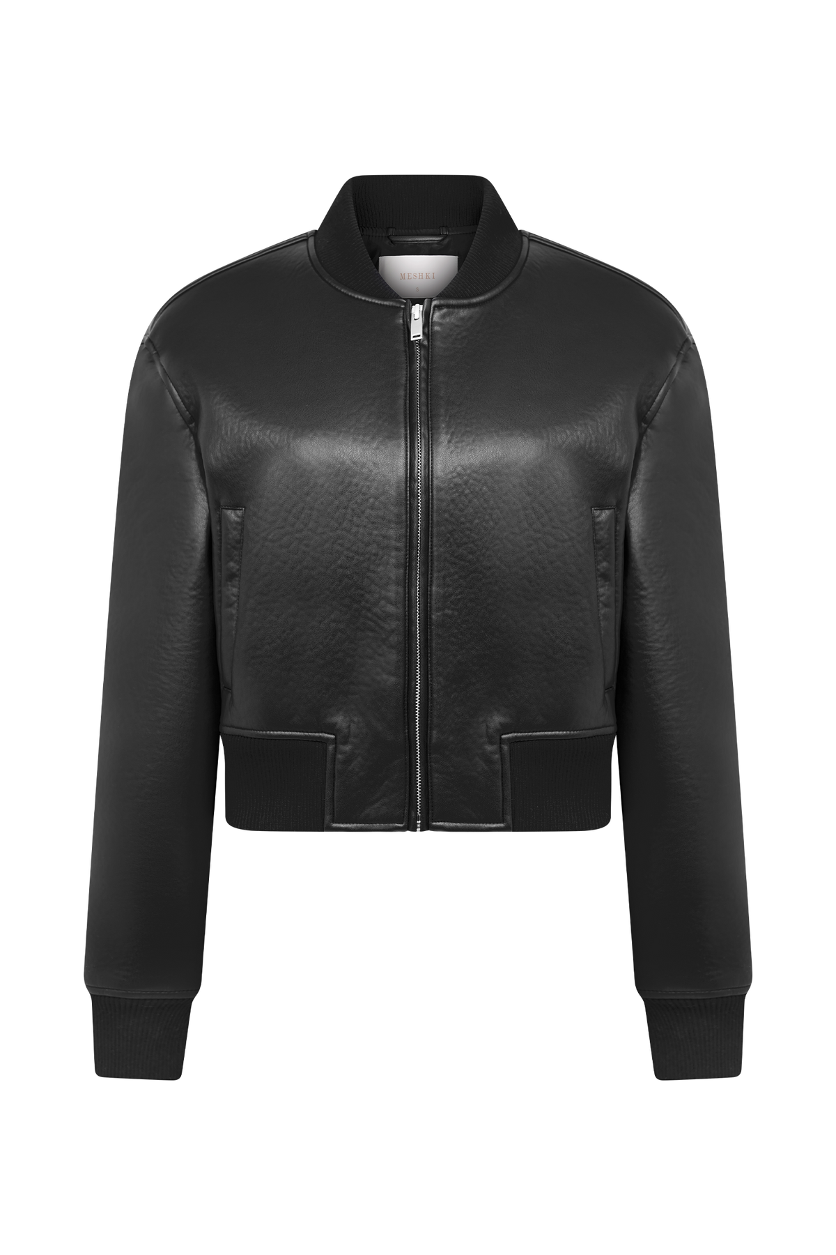 Codi Faux Leather Bomber Jacket - Black