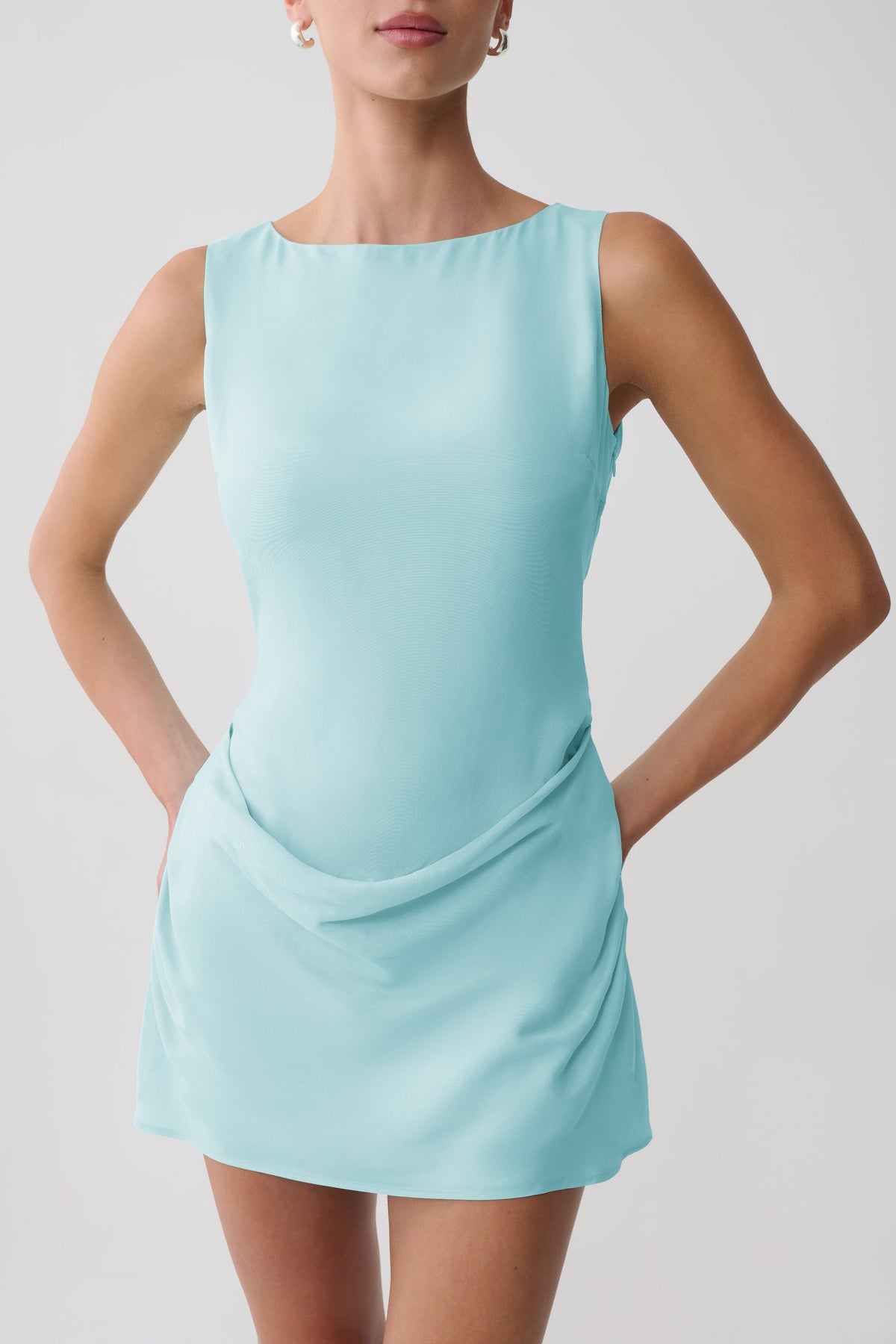Bexley Draped Mini Dress - Cyan Blue